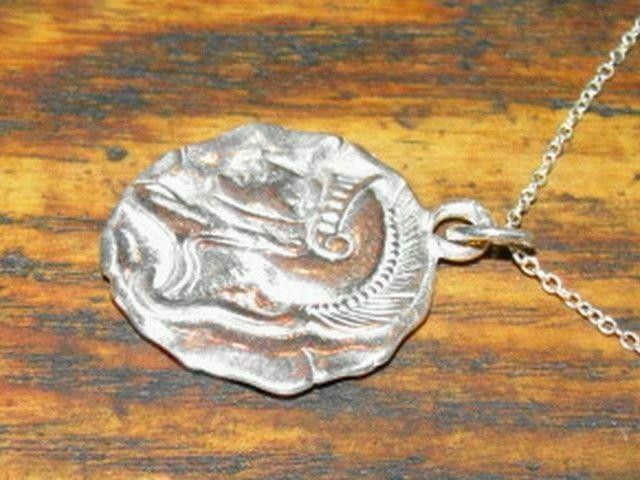 Designer Sterling Silver Greek Warrior Coin Charm Necklace Size ONE SIZE - 4 Thumbnail