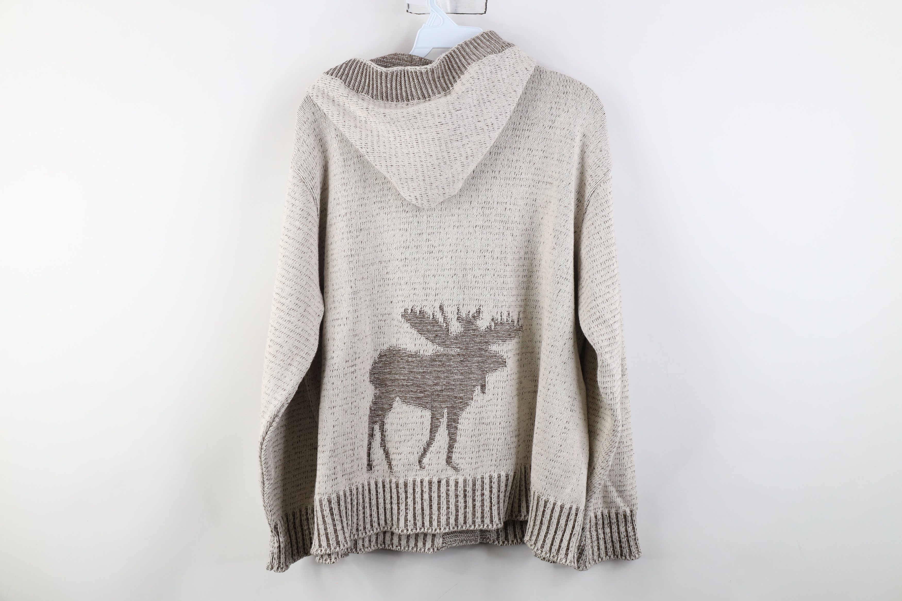 Vintage Vintage 90s Streetwear Elk Knit Hooded Cardigan Sweater USA Size L / US 10 / IT 46 - 10 Thumbnail