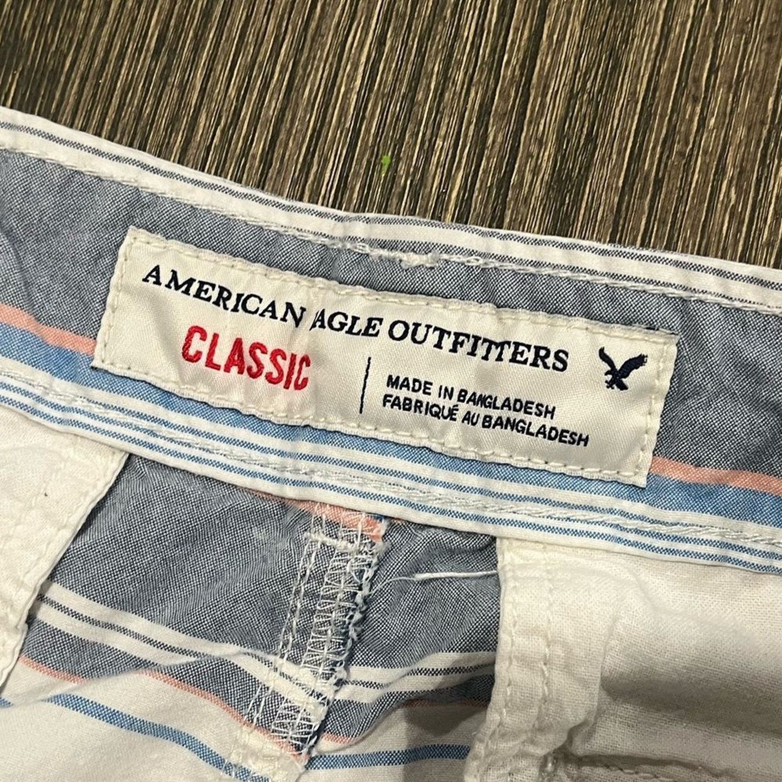 American Eagle Outfitters American Eagle Chino Short Classic Fit Striped Blue Size 32 Size US 32 / EU 48 - 5 Thumbnail