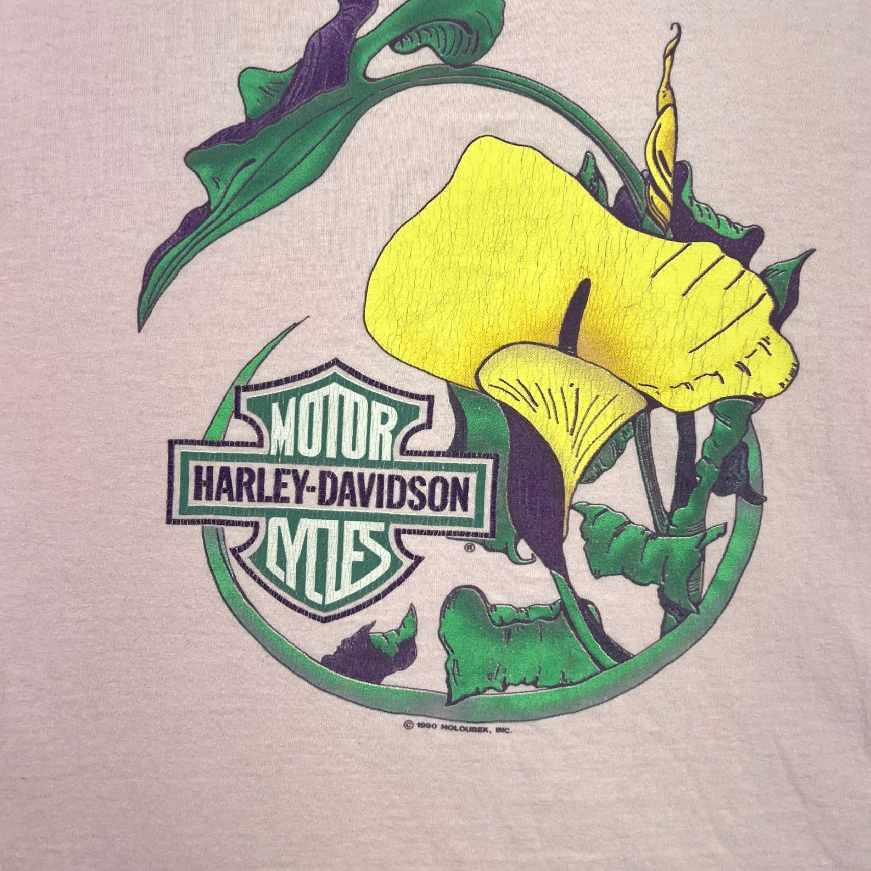 Harley Davidson VINTAGE Harley-Davidson Shirt Women Pink Flower 1990 Medium Harleys T‑Shirt Crew Neck Short Sleeve Floral Casual Vintage 90s Mens Womens Girls Boys Size M / US 6-8 / IT 42-44 - 2 Thumbnail