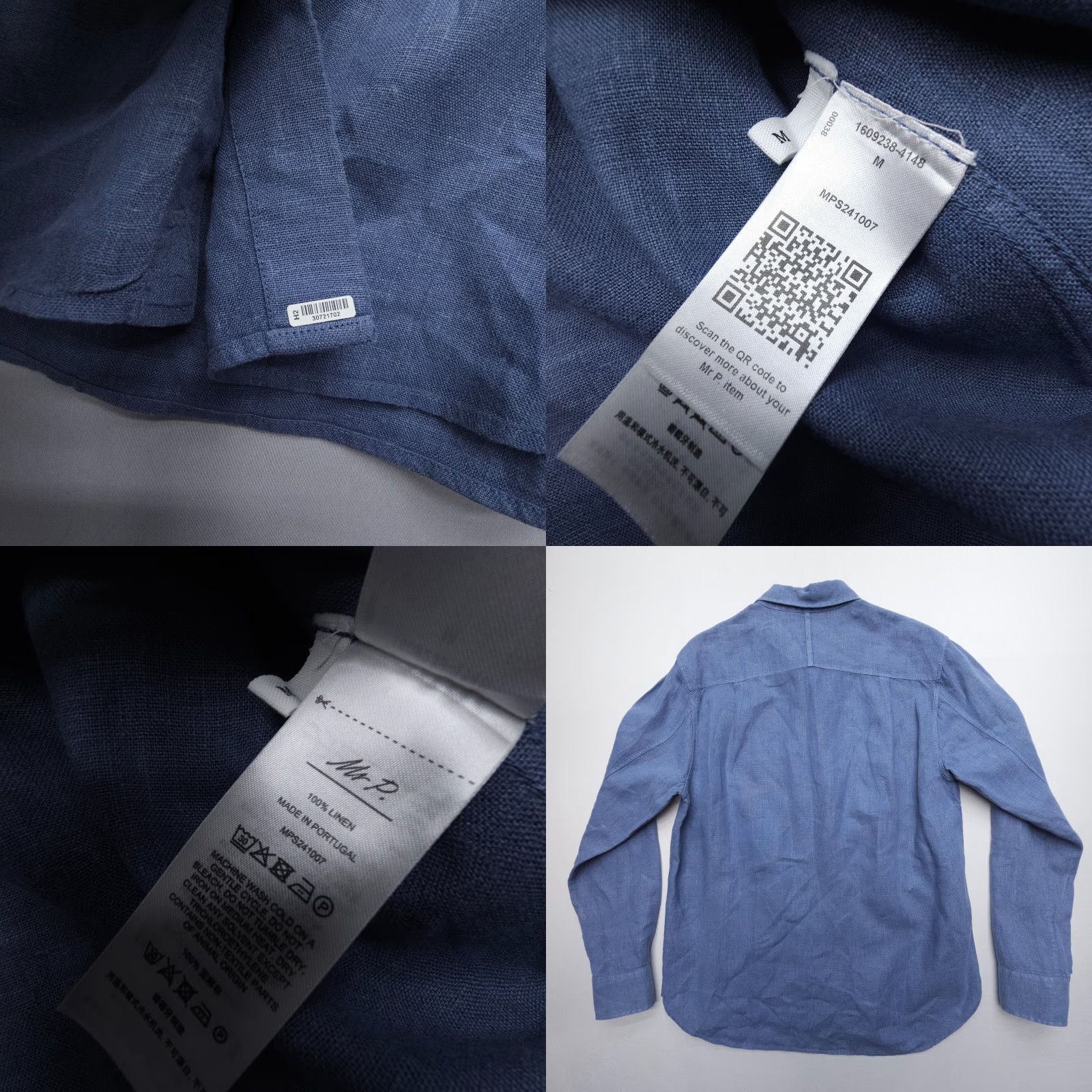 Vintage Mr. Porter Shirt Mens Medium Blue Linen Button-Up Long Sleeve Size US M / EU 48-50 / 2 - 8 Thumbnail