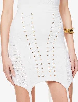 Balmain o1y0625 Mini Skirt in White Size 27" / US 4 / IT 40 - 2 Thumbnail