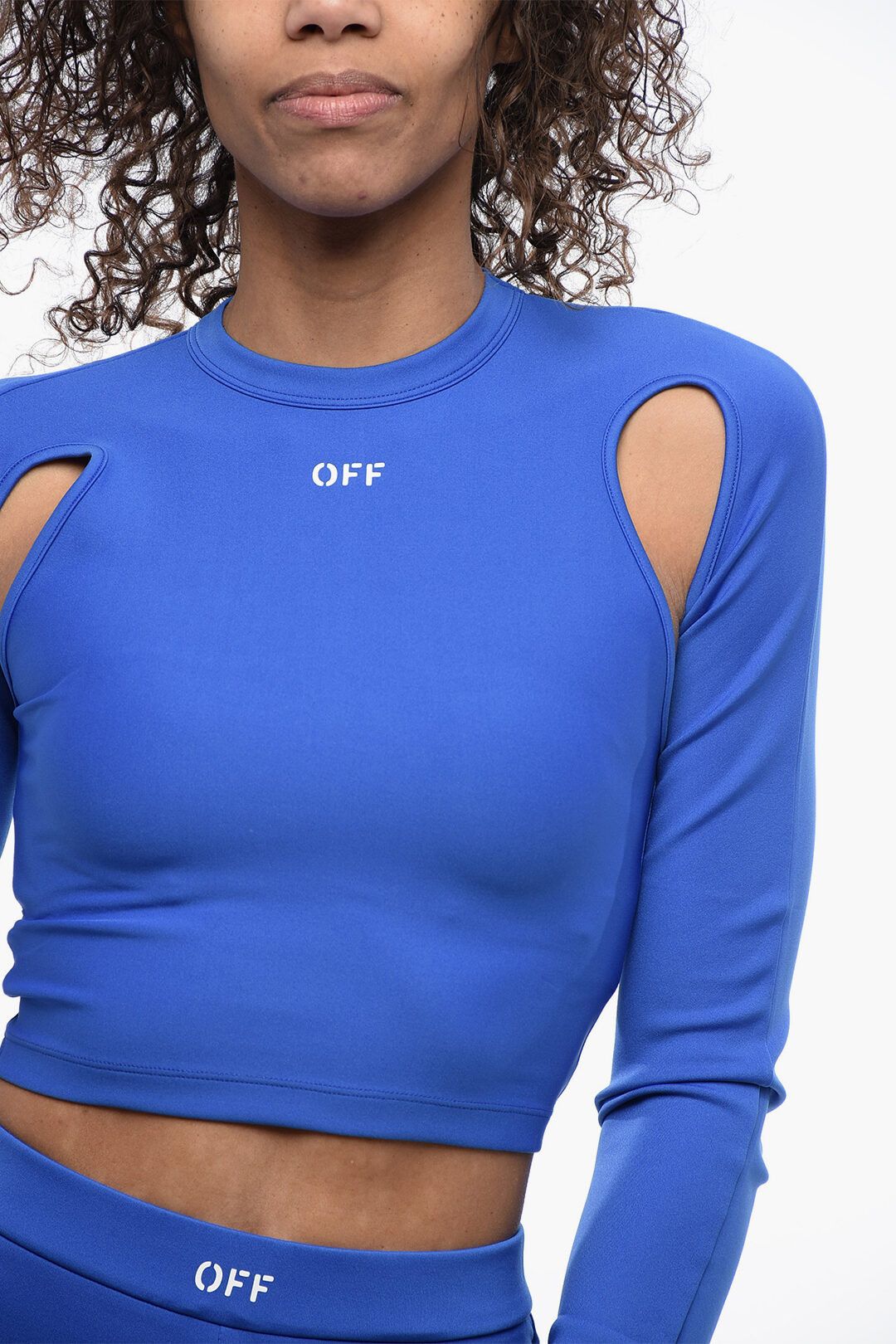 Off-White og1mm1125 Cold Shoulder Active Crop Top in Blue Size XS / US 0-2 / IT 36-38 - 3 Thumbnail