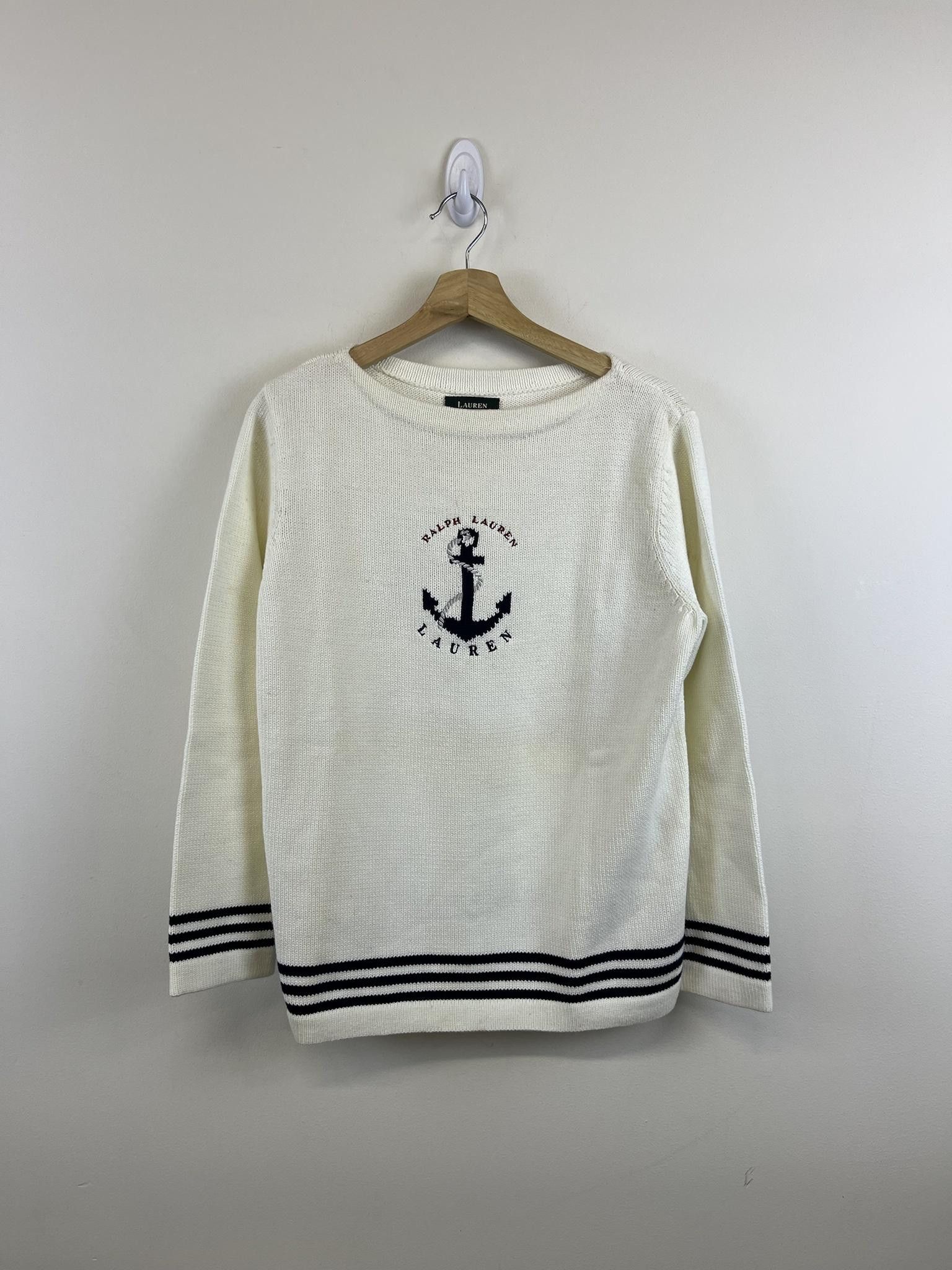 Ralph Lauren × Vintage Ralph Lauren Striped Ribbing Anchor Sweater Size US S / EU 44-46 / 1 - 1 Thumbnail