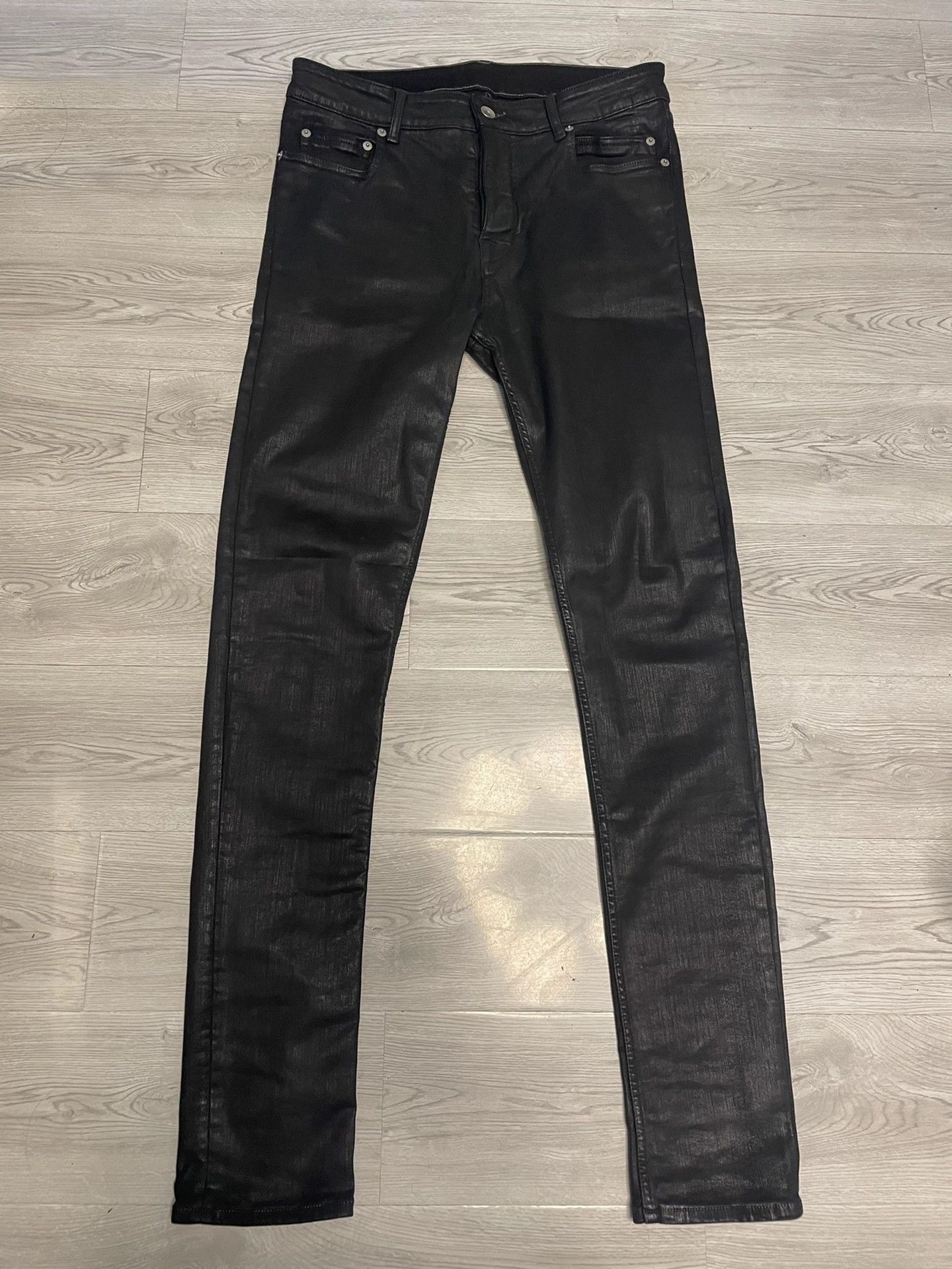 Rick Owens Metal coated waxed jeans