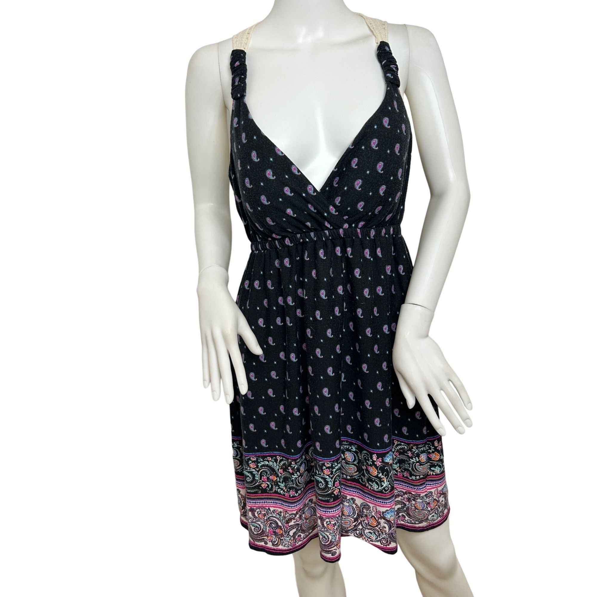 Other Pink Rose Women’s Mini Dress L Paisley Embroidered Upper Bac Size L / US 10 / IT 46 - 1 Thumbnail