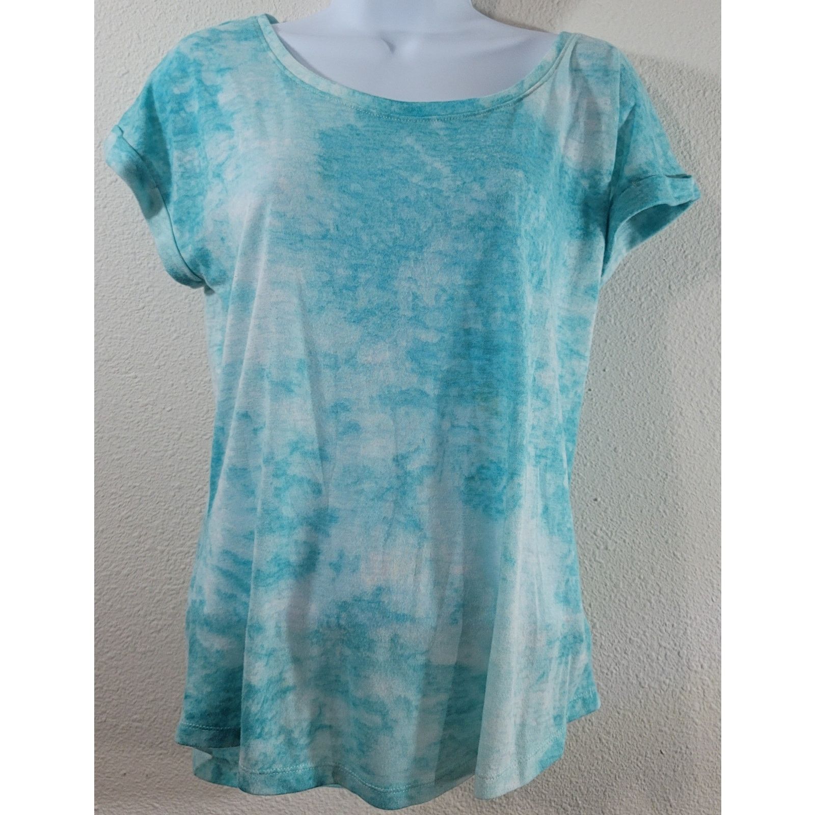 Faded Glory Faded Glory Teal Blue White Burnout Tie Dye Top Medium 8 10 Size M / US 6-8 / IT 42-44 - 1 Thumbnail