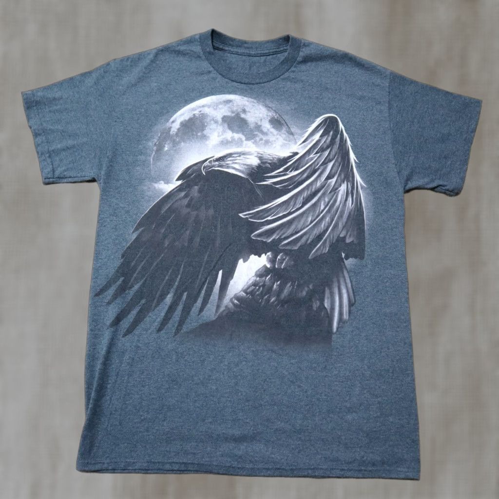 Vintage VINTAGE American Bald Eagle T-Shirt American Flag 4th of July Patriotic Mens L Gray Short Sleeve Graphic Tee Size US L / EU 52-54 / 3 - 1 Thumbnail