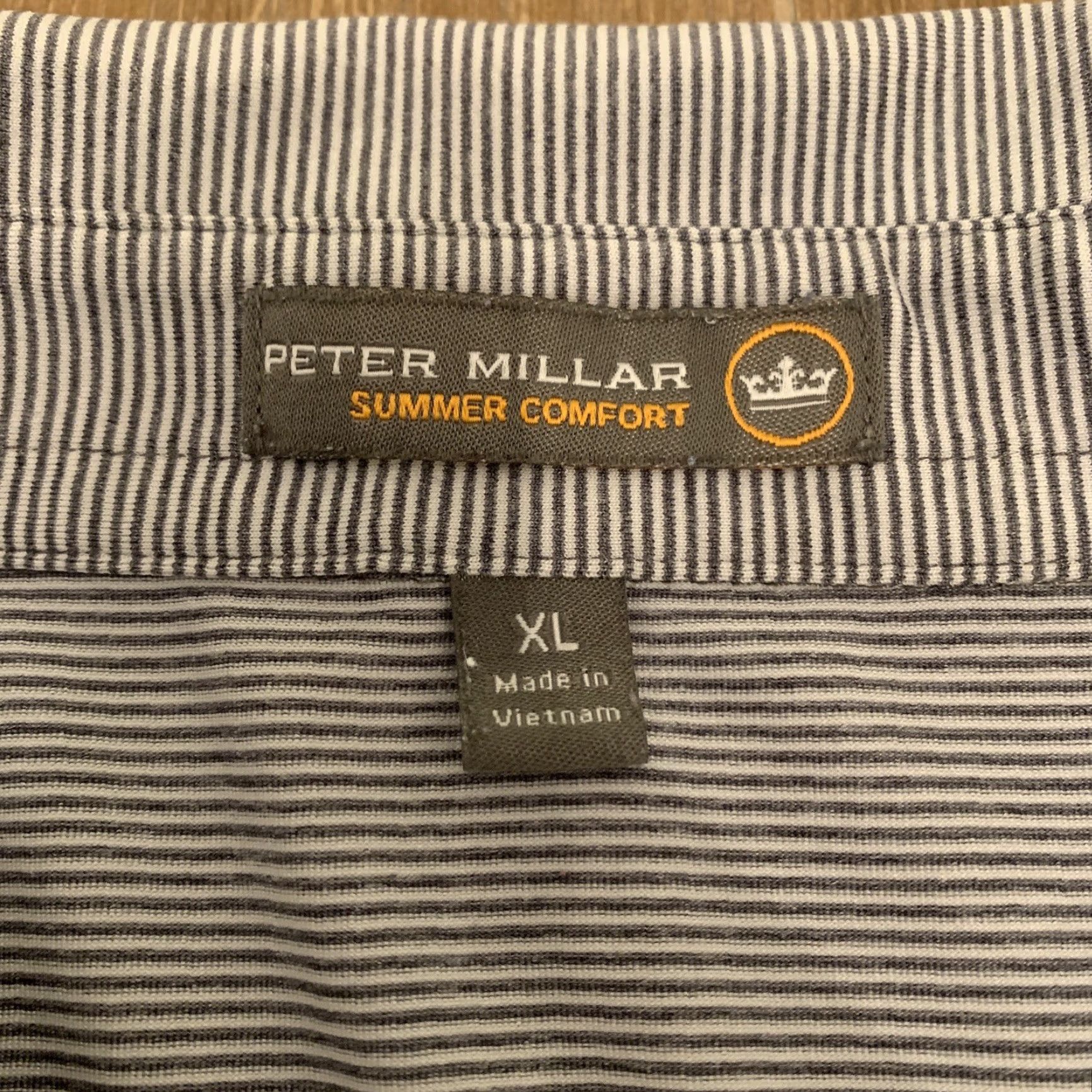 Peter Millar VINTAGE? Wait, item is Peter Millar Summer Comfort Polo Shirt XL Blue White Striped. Size US XL / EU 56 / 4 - 2 Thumbnail