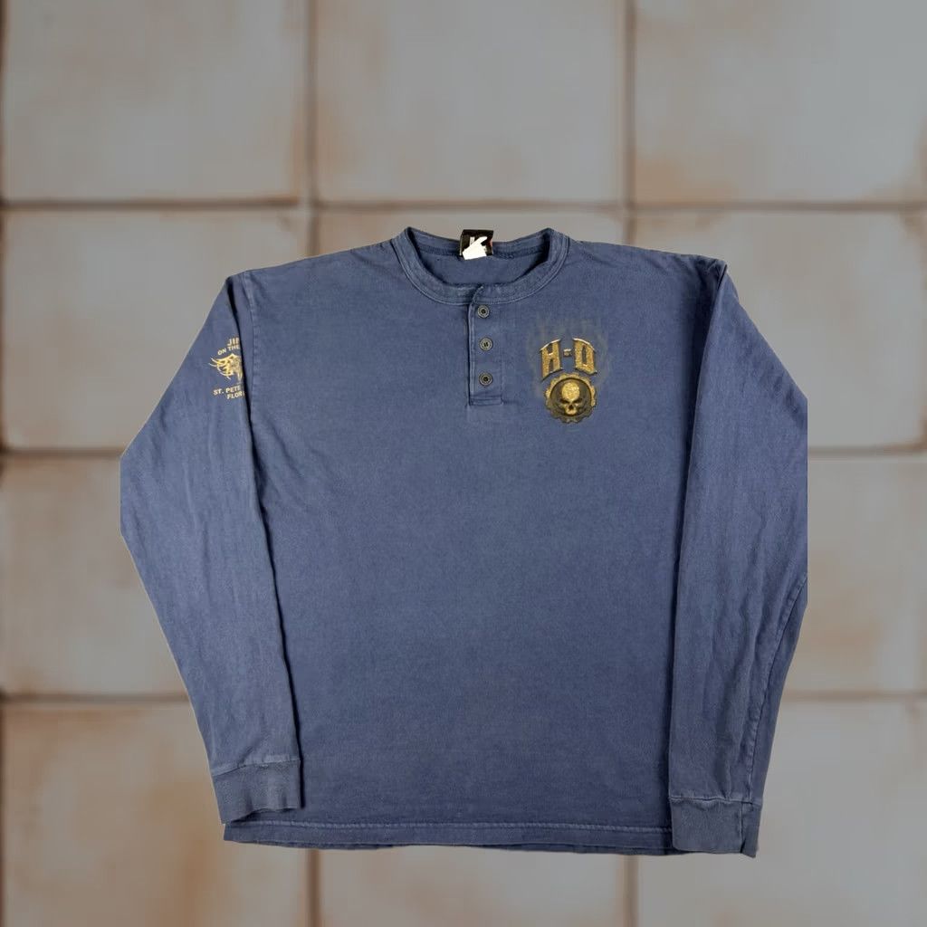 Harley Davidson VINTAGE Harley-Davidson Shirt Men’s XL Blue Longsleeve Henley Biker Y2k Mens XL Blue Henley Long Sleeve Shirt Size US XL / EU 56 / 4 - 1 Thumbnail
