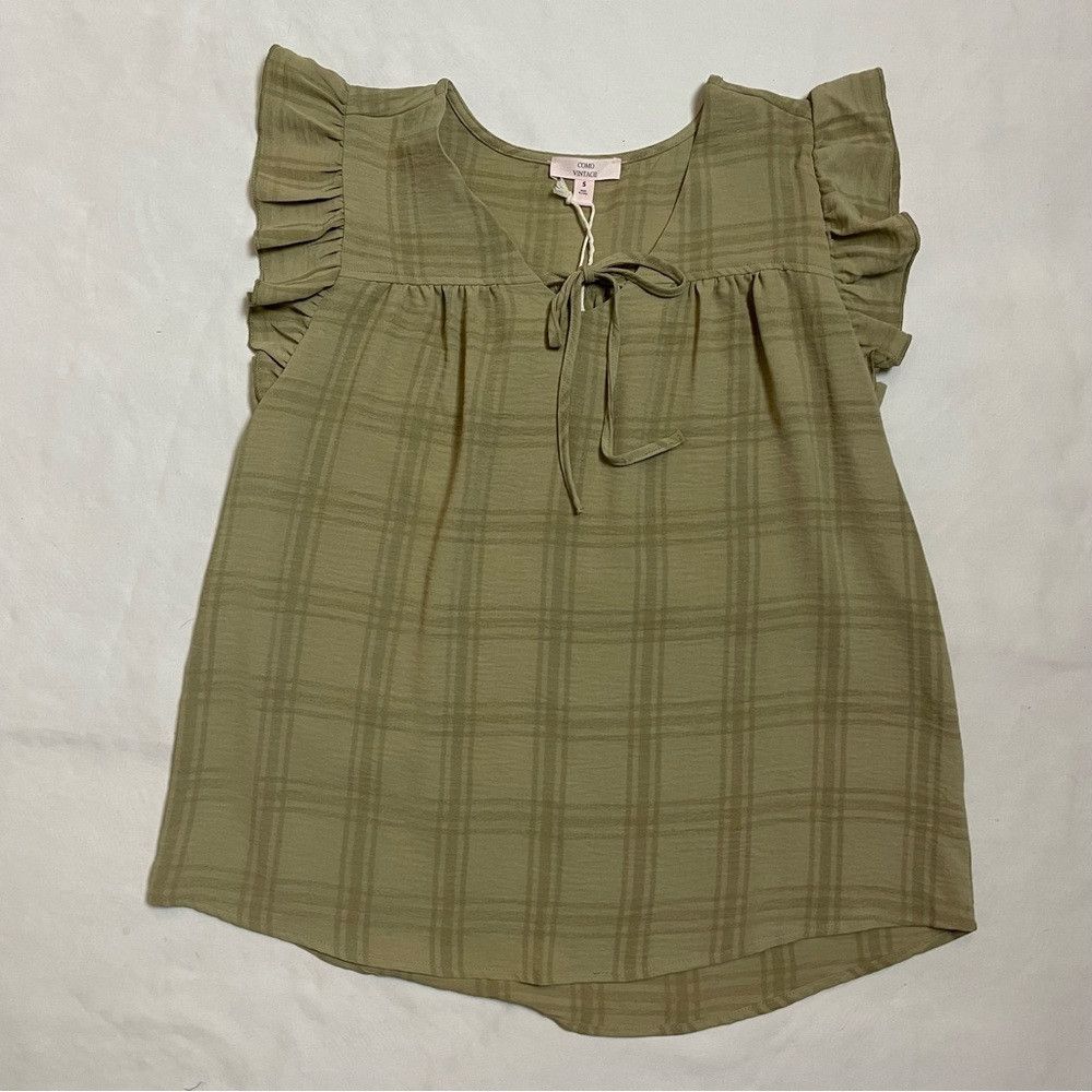 Other NWT New Como Vintage Cationic Plaid Airflow Ruffle Top Size Size S / US 4 / IT 40 - 6 Thumbnail