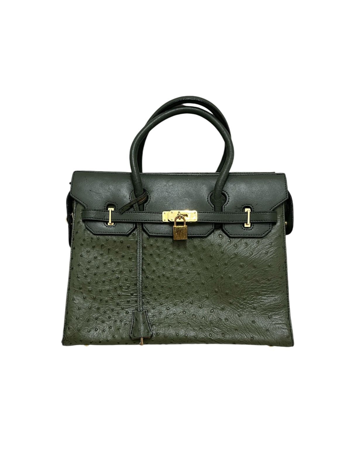 Leather Birkin Style Hand Bag Ostrich Leather Size ONE SIZE - 1 Thumbnail