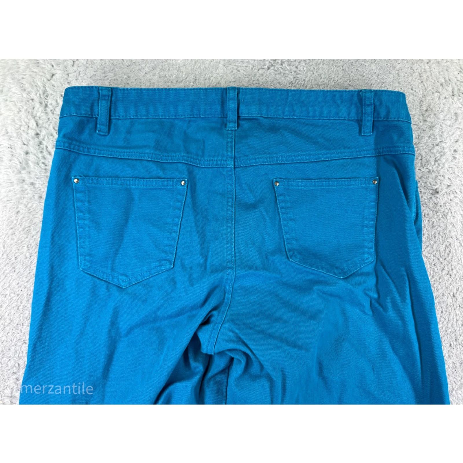 Vintage Monroe and Main Pants 12 Blue 100% Cotton Twill Capri Wide-Leg Relaxed Floral Crop Pockets Stretch American Designer Womens Size 34" / US 12 / IT 48 - 3 Thumbnail