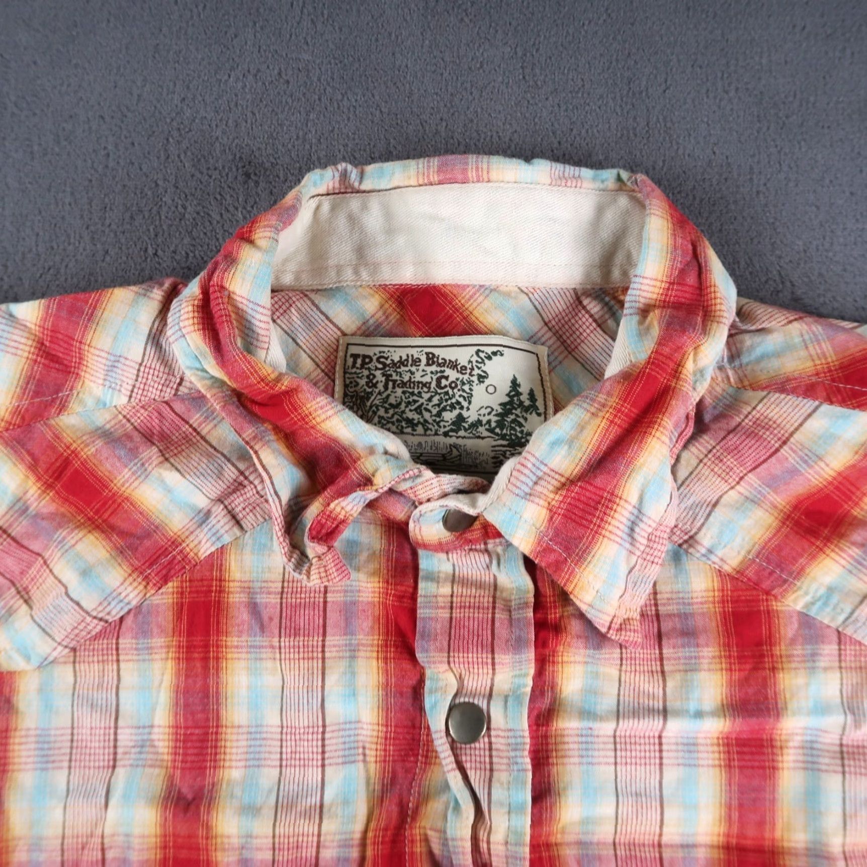 CO TP Saddle Blanket & Trading Co Shirt Mens L Red Long Sleeve Western Snap Shirt Size US L / EU 52-54 / 3 - 3 Thumbnail