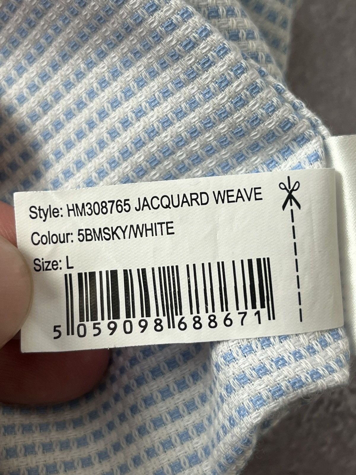 Hackett Hackett Slim Fit Jacquard Weave White/Blue Shirt Size L Size US L / EU 52-54 / 3 - 5 Thumbnail