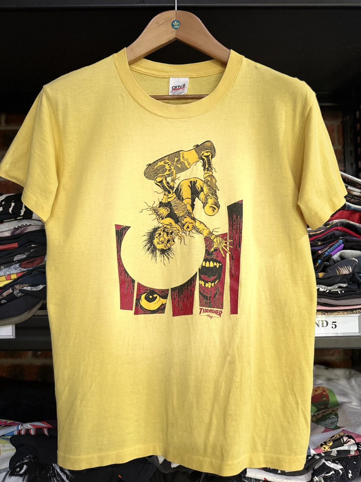 Hook-Ups Vintage 90s Thrasher Mag Pushead Skateboard Faded Tee Size US M / EU 48-50 / 2 - 1 Thumbnail