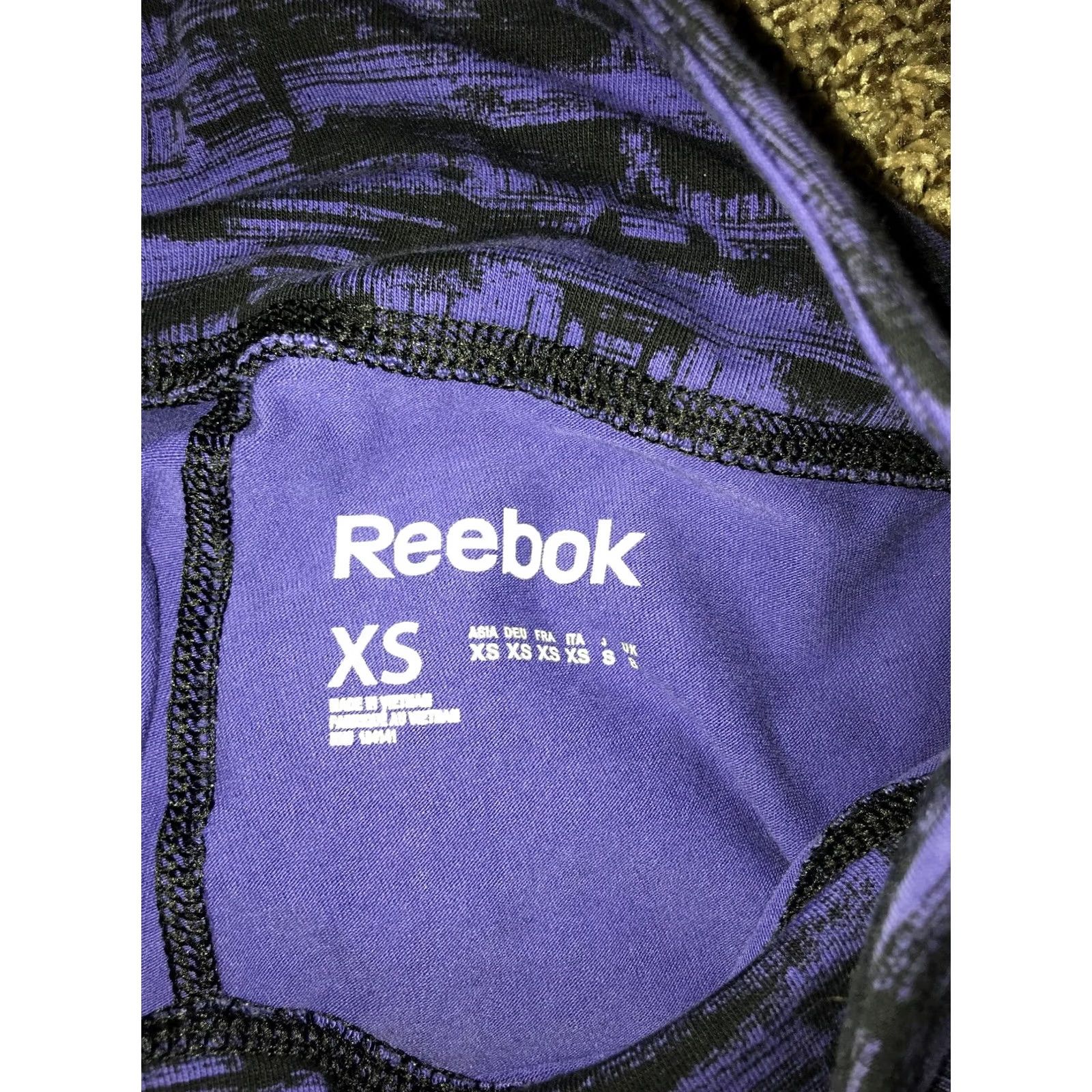 Reebok Reebok Womens Capris XS Purple Black Elastic Waist Capri Athleisure Cross Training 19in Inseam Skinny Pants Size ONE SIZE - 2 Thumbnail