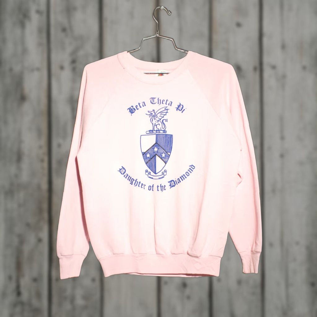 Fruit Of The Loom VINTAGE Beta Theta Pi Sweatshirt Large Pink 1990s Fruit of the Loom Mens Women Girls Boys Size US L / EU 52-54 / 3 - 1 Thumbnail