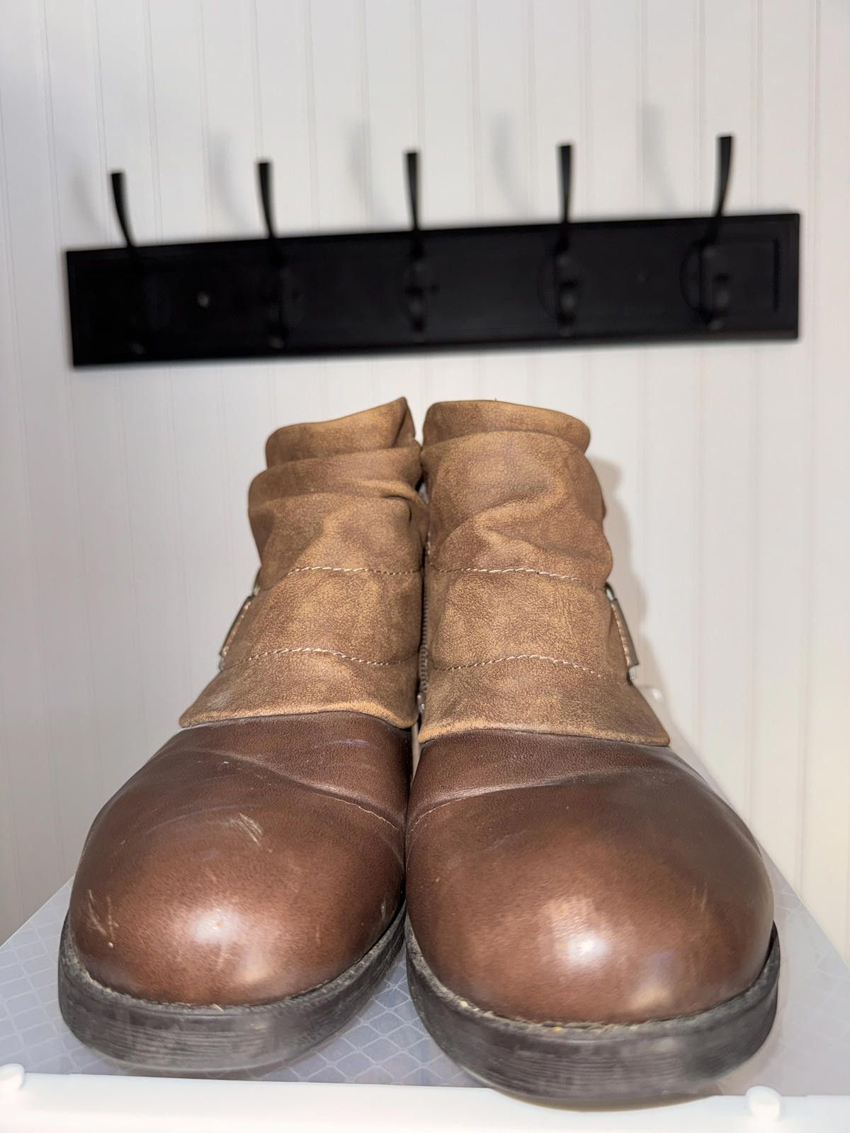 Other Earth Origins Brown Two-Tone Ankle Boots with Buckle Detail Size US 10.5 / IT 40.5 - 1 Thumbnail
