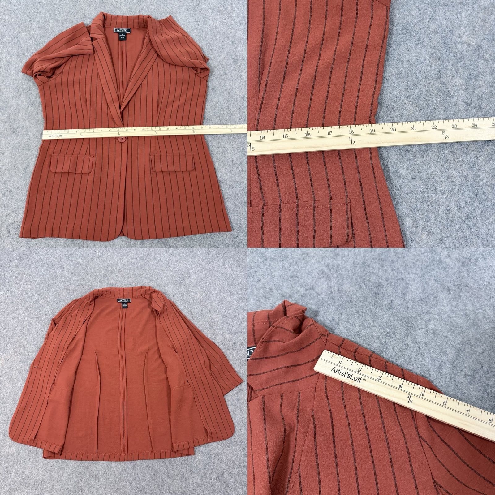 Vintage NYCC Striped Blazer Shirt Women Medium Orange Vintage No Size M / US 6-8 / IT 42-44 - 9 Thumbnail
