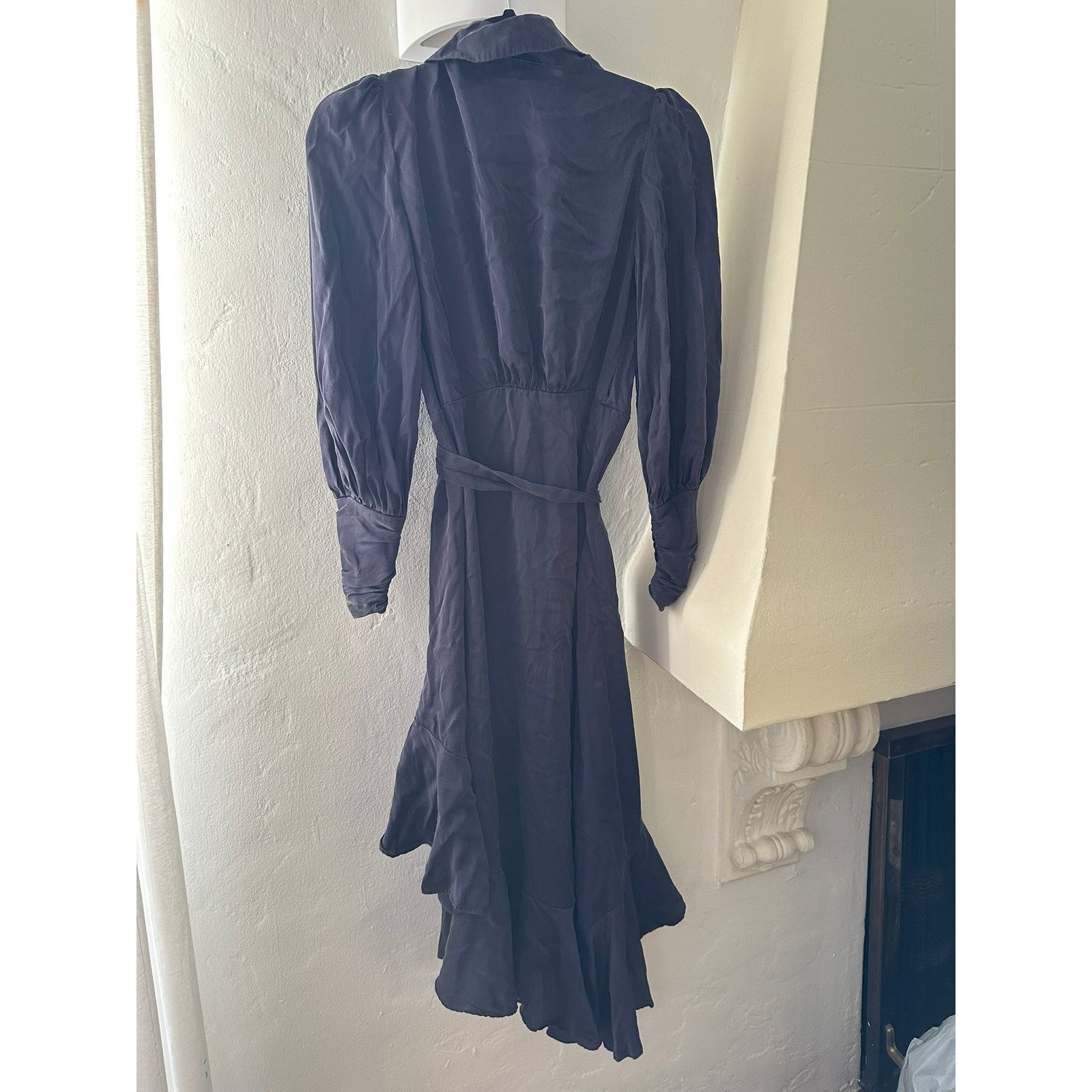 Zimmermann ZIMMERMANN Ruffled Asymmetric Silk-Satin Wrap Dress 0P Size XS / US 0-2 / IT 36-38 - 5 Thumbnail