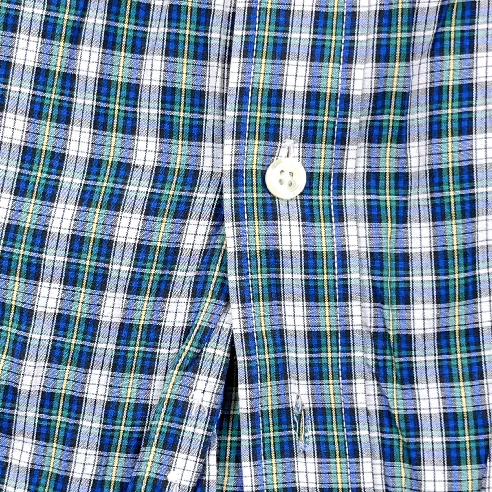 Brooks Brothers Brooks Brothers Shirt Men Medium Green Blue Plaid Button Up Poplin Dress Sheep Size 40R - 4 Thumbnail
