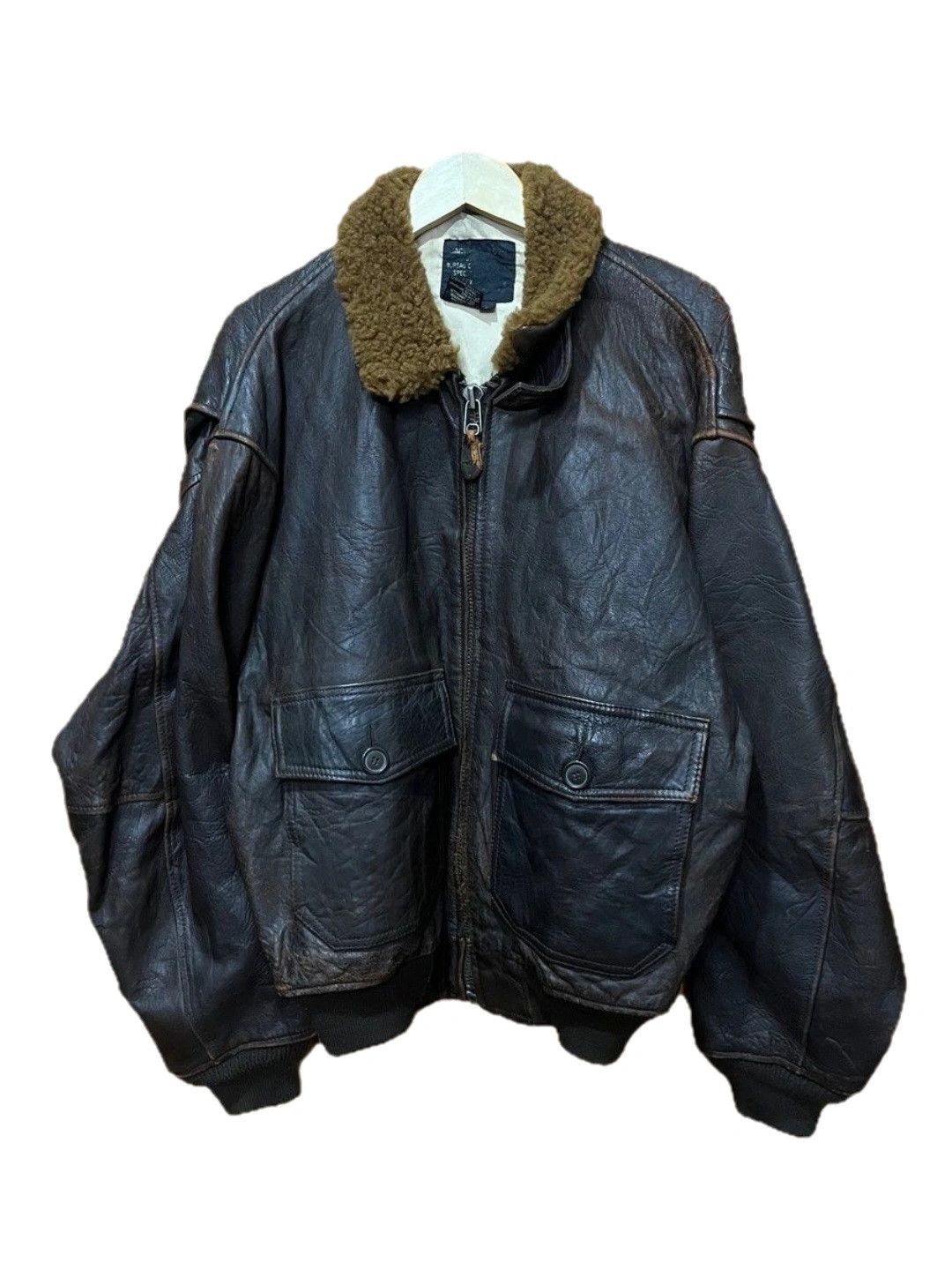 90s Avirex Type G-1 US Navy Flight Jacket Distressed Leather