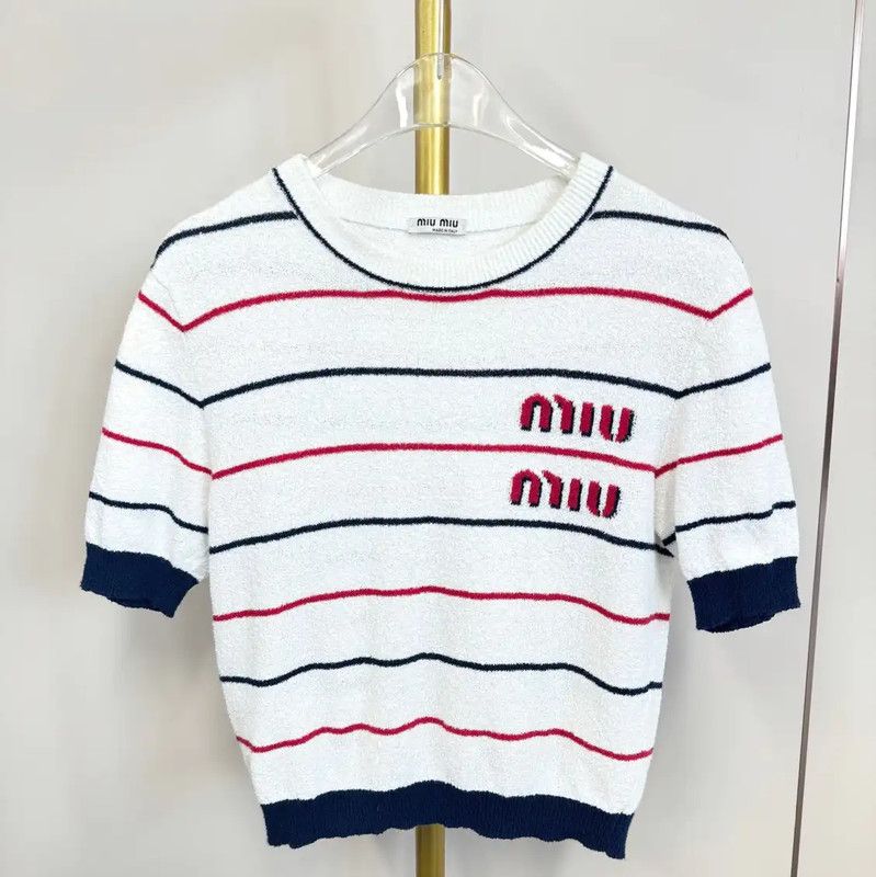 Miu Miu Miu Miu Striped Short Sleeve T-Shirt 0089 Size M / US 6-8 / IT 42-44 - 1 Thumbnail