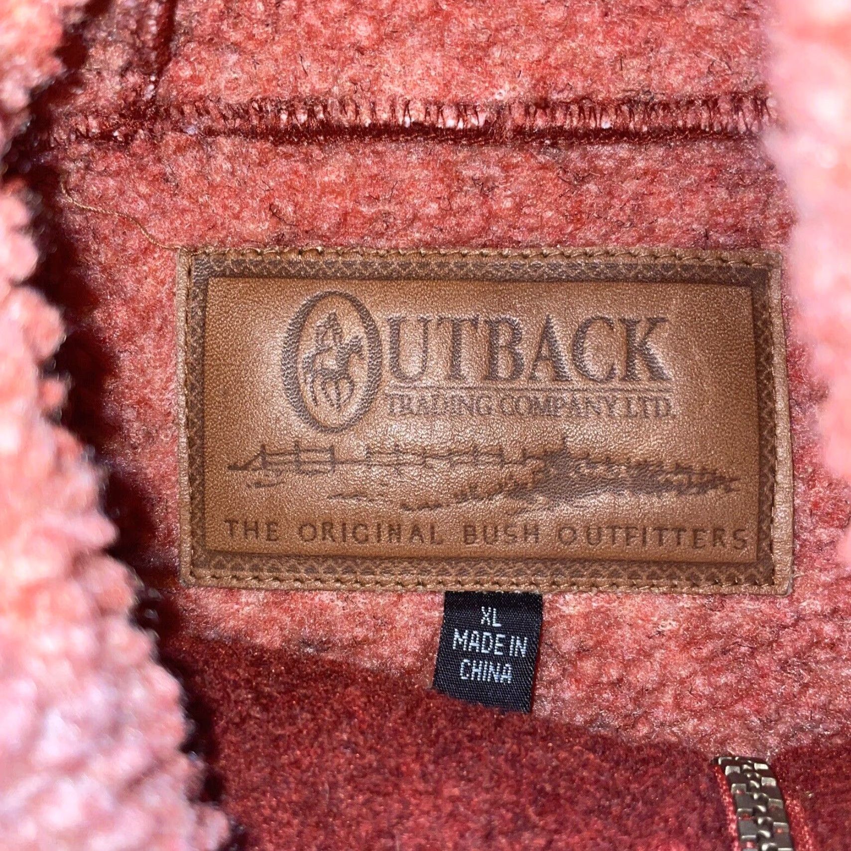 Vintage Outback Fleece Hoodie Women XL Burgundy Full Zip Activewear Red Womens Size XL / US 12-14 / IT 48-50 - 3 Thumbnail