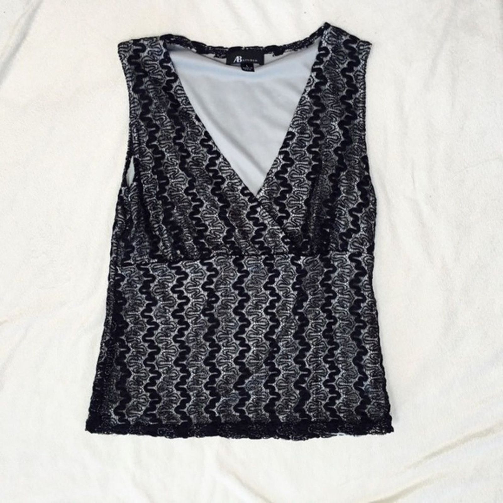 Other AB Studio Black and Silver V-Neck Tank Top | Sz L Size L / US 10 / IT 46 - 2 Thumbnail