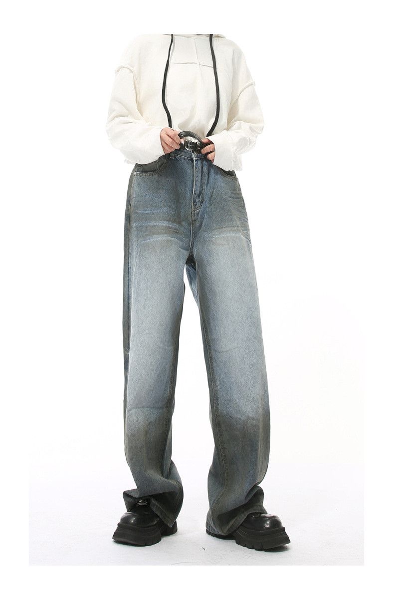 Japanese Brand × Jean American street retro distressed straight washed jeans Size US 34 / EU 50 - 2 Thumbnail