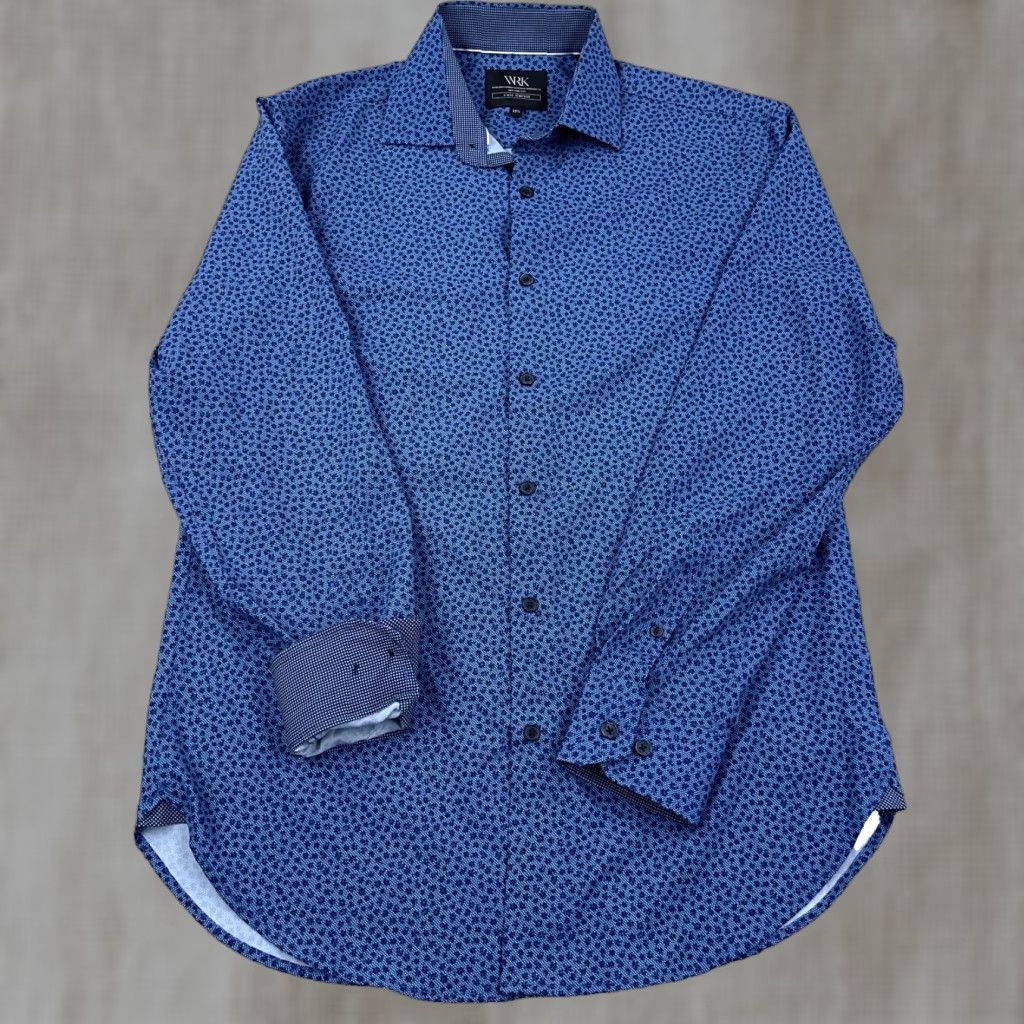 Vintage WRK Shirt Men 15.5 Medium Blue Floral Button Up Performance Flip Cuff Size US L / EU 52-54 / 3 - 1 Thumbnail
