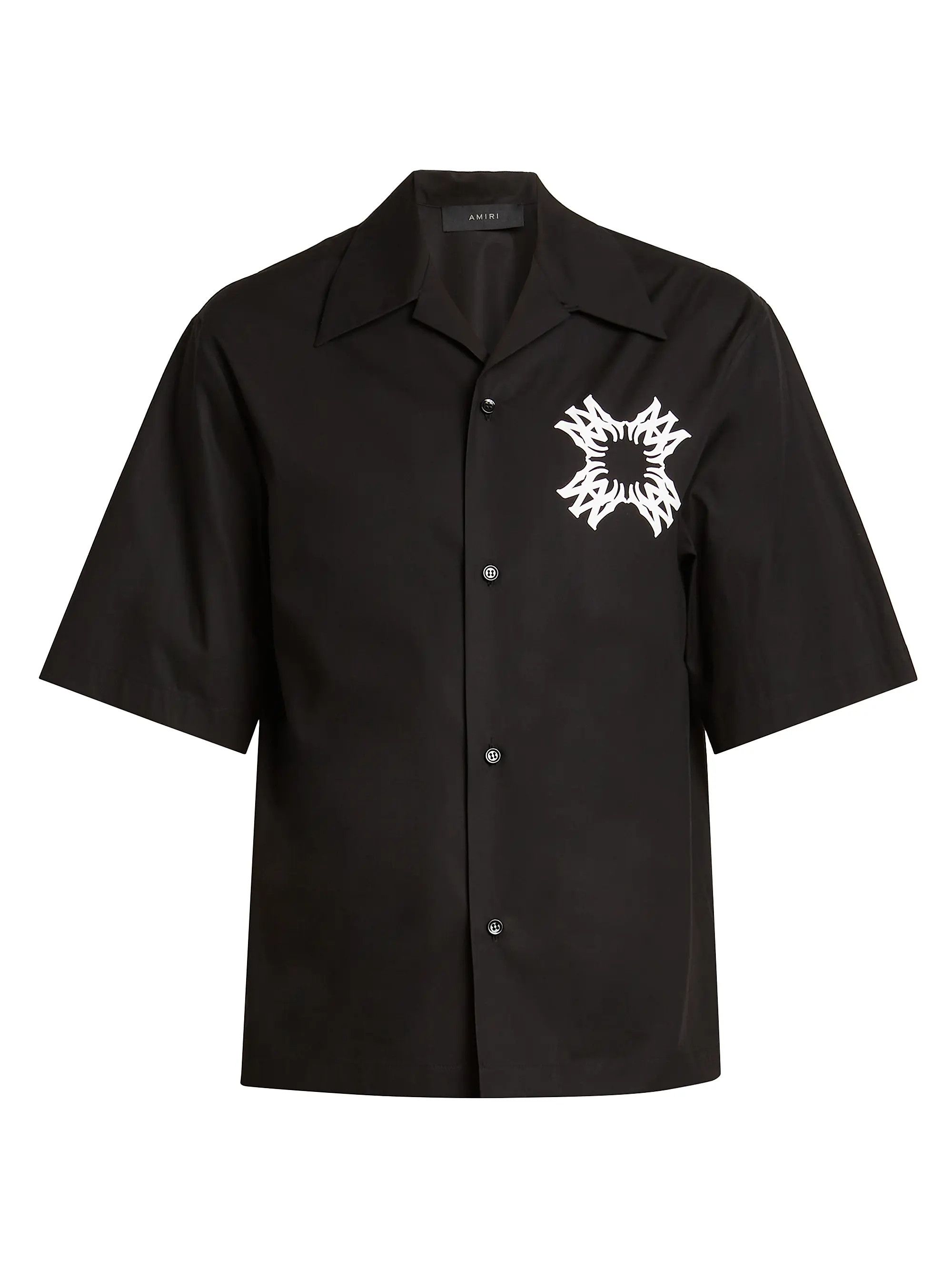 Amiri os11x1225 Graphic Logo Bowling Shirt in Black Size US L / EU 52-54 / 3 - 1 Thumbnail