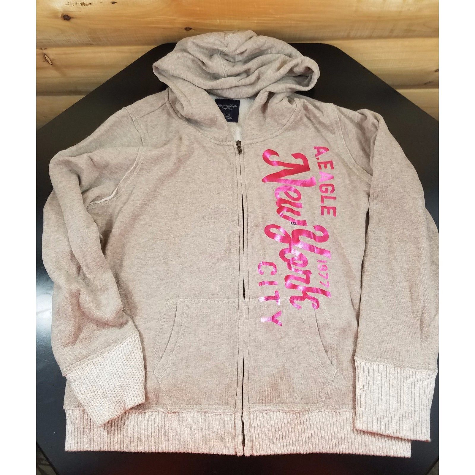 Other American Eagle AE Gray Metallic Pink Zip Up Graphic Hoodie S Size L / US 10 / IT 46 - 1 Preview