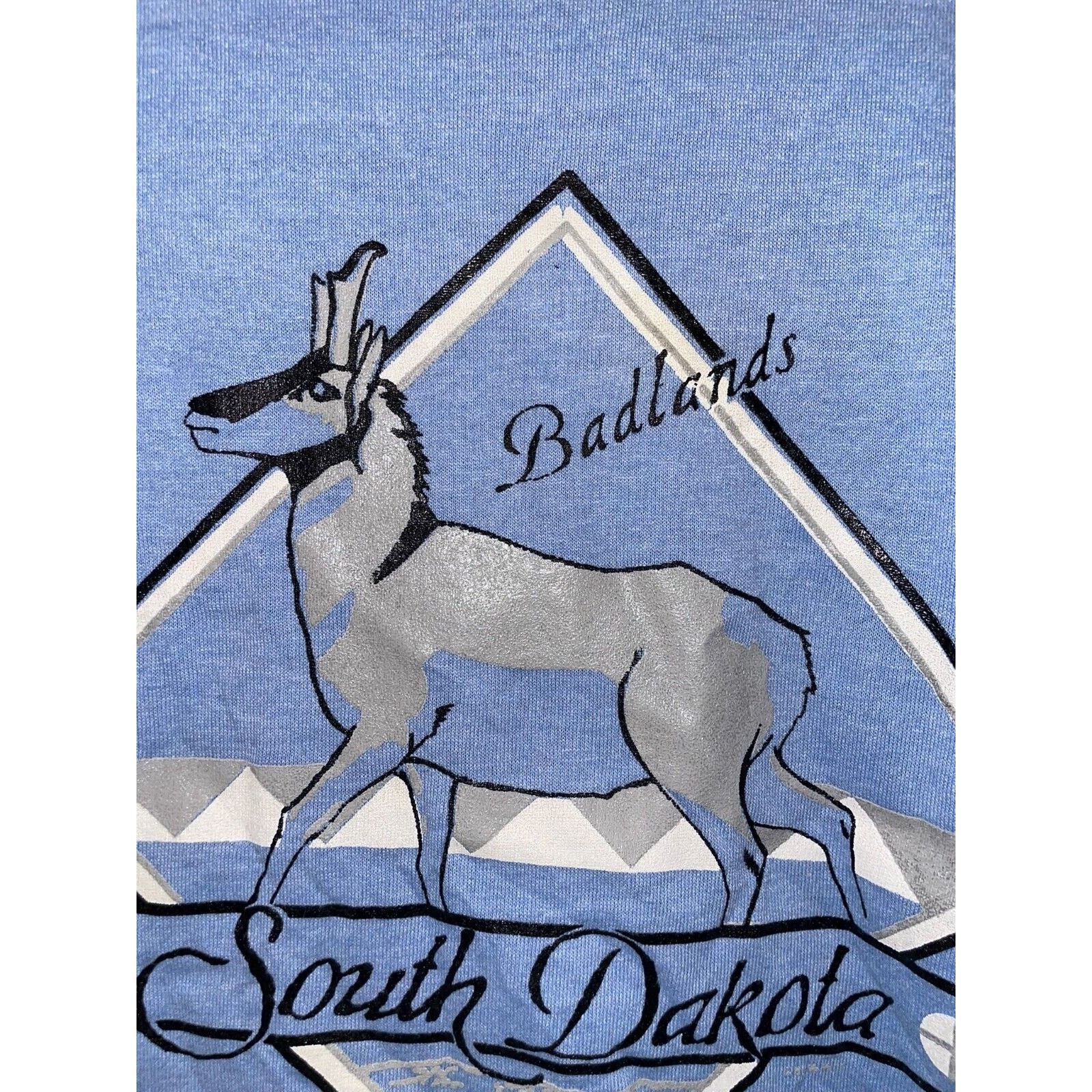 Russell Athletic Vintage Antelope Shirt Badlands SD 80s USA Made Blue Tee VTG Size US M / EU 48-50 / 2 - 4 Thumbnail
