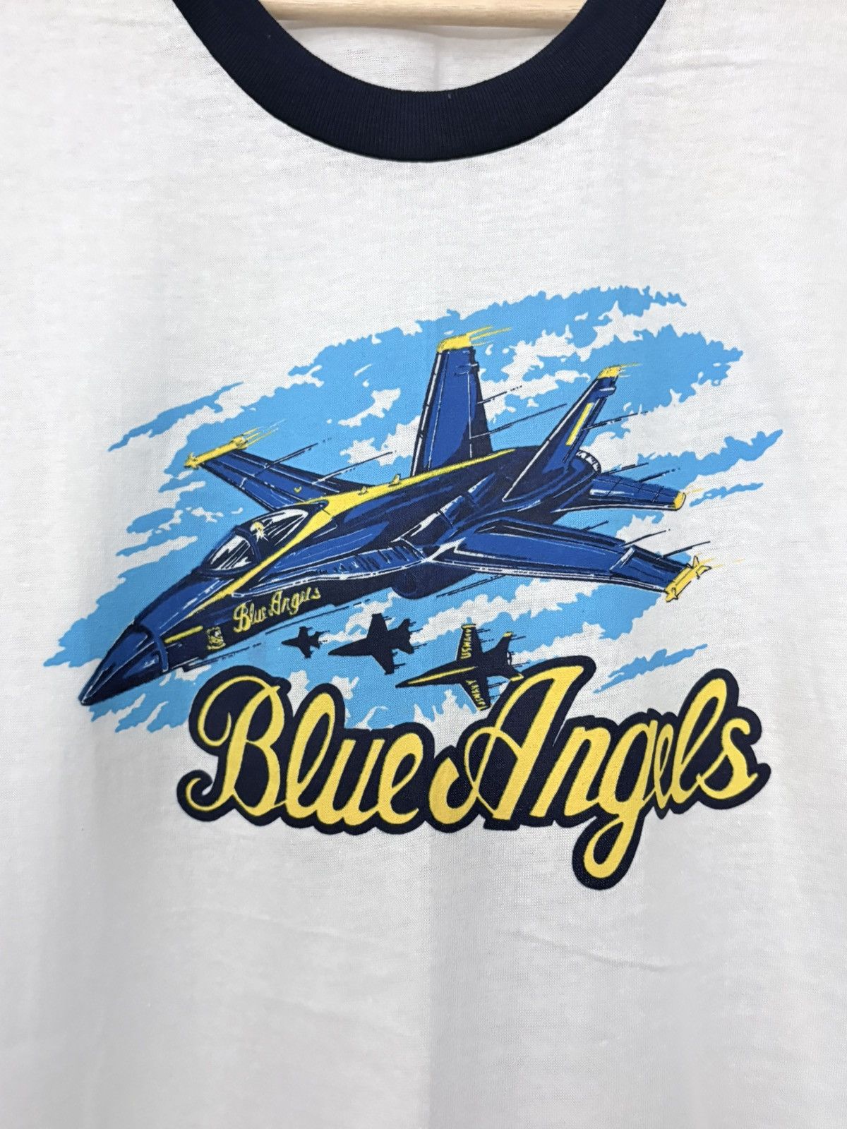 Vintage 80’s Blue Angels Vintage Ringer Tee Shirt Size US L / EU 52-54 / 3 - 3 Thumbnail