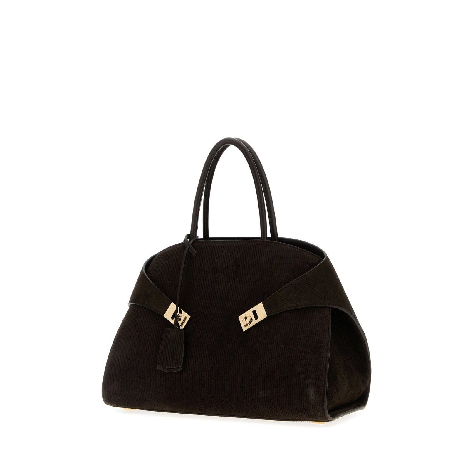 Salvatore Ferragamo FERRAGAMO Hug Medium Testa Di Moro Suede Top Handle Bag New Size ONE SIZE - 2 Thumbnail