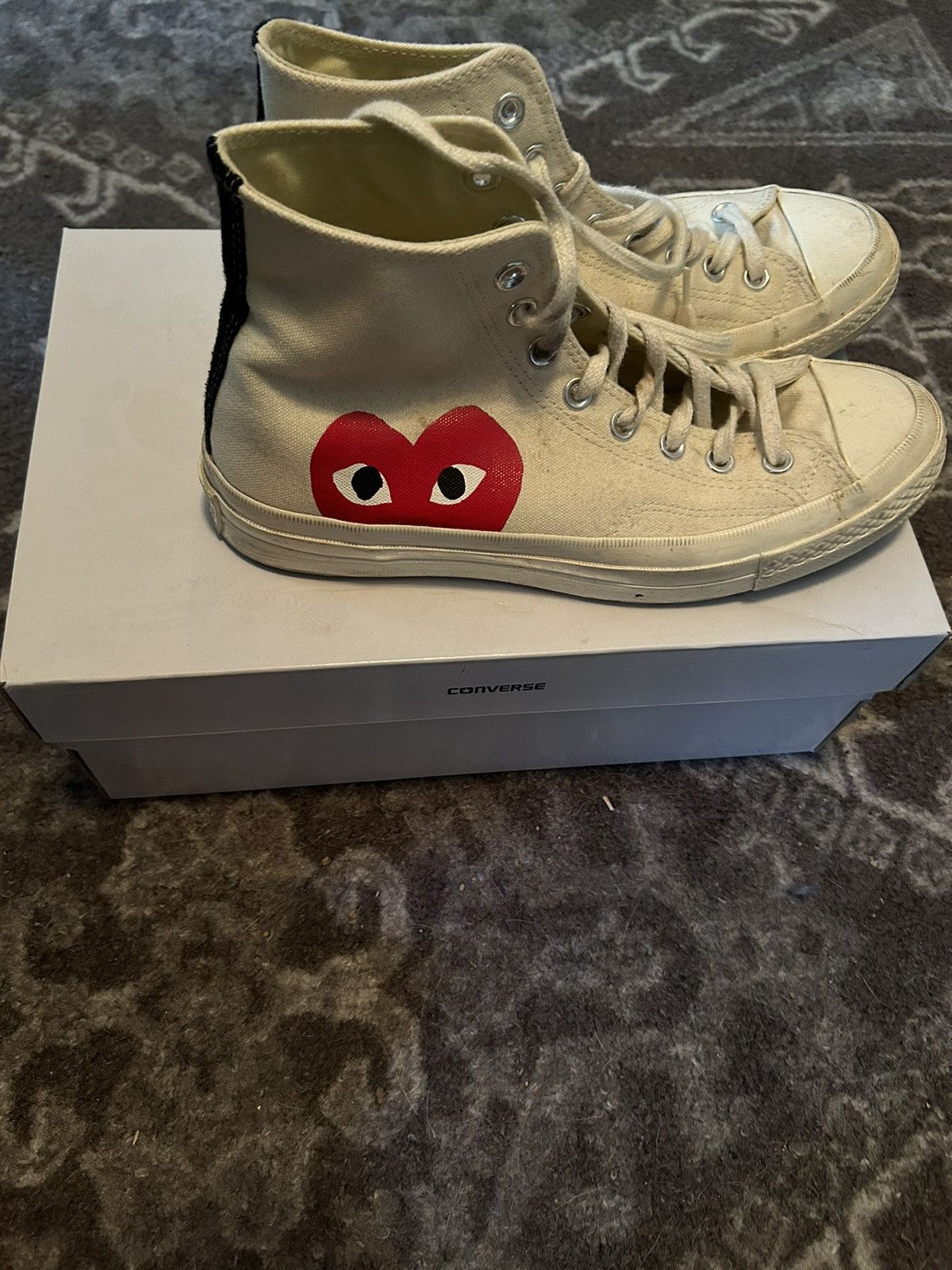 CDG by Comme des Garcons × Comme des Garcons × Converse CDG Cream high top chucks❤️❤️ Size US 8 / EU 41 - 3 Thumbnail
