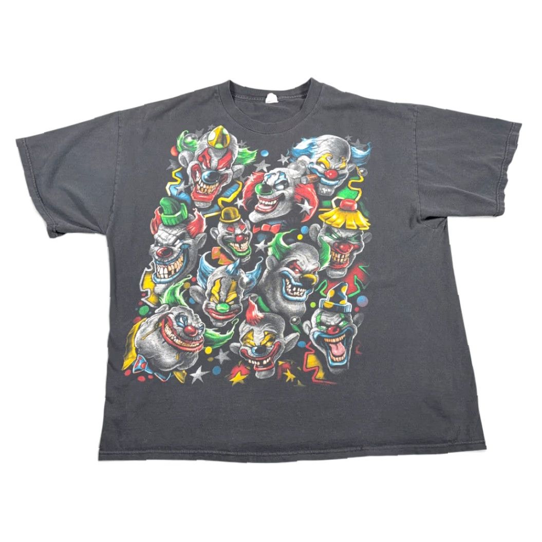 AAA VINTAGE Clown Shirt Adult 2XL XXL Black Scary Faces Killer Horror Evil All Over Y2K Size US XXL / EU 58 / 5 - 2 Thumbnail