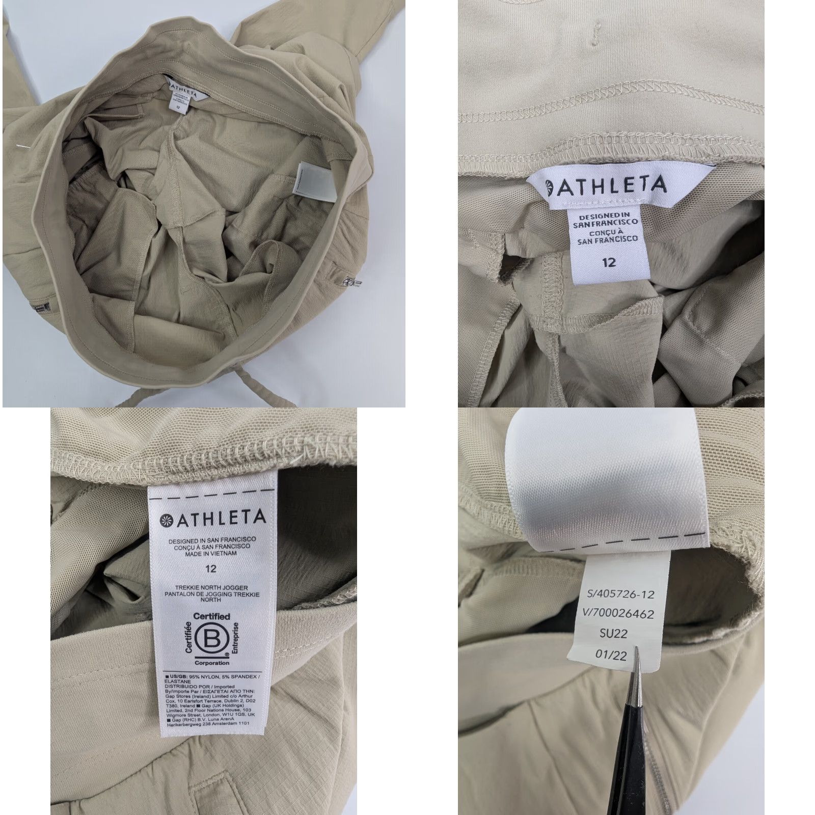 Athleta Athleta Pants Jogger 12 Beige Nylon Pockets Drawstring Trekkie North High Rise Size 34" / US 12 / IT 48 - 8 Thumbnail