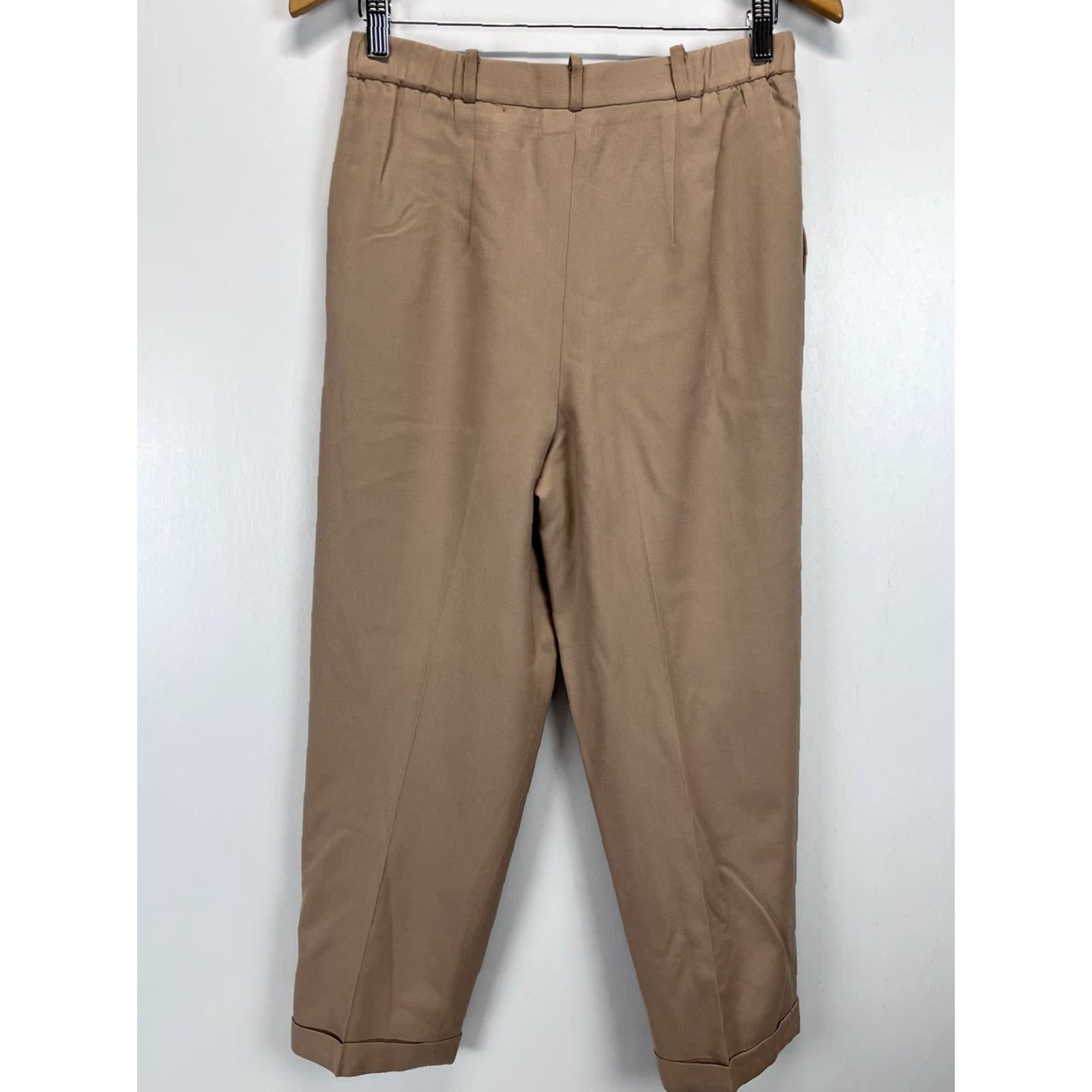 Talbots Vintage Talbots Wool Pleated Pants 8P Petite GUC Cuffed Lined Academia Camel Dress Pants Tapered Size 8P Women Ivy? Size 30" / US 8 / IT 44 - 3 Thumbnail