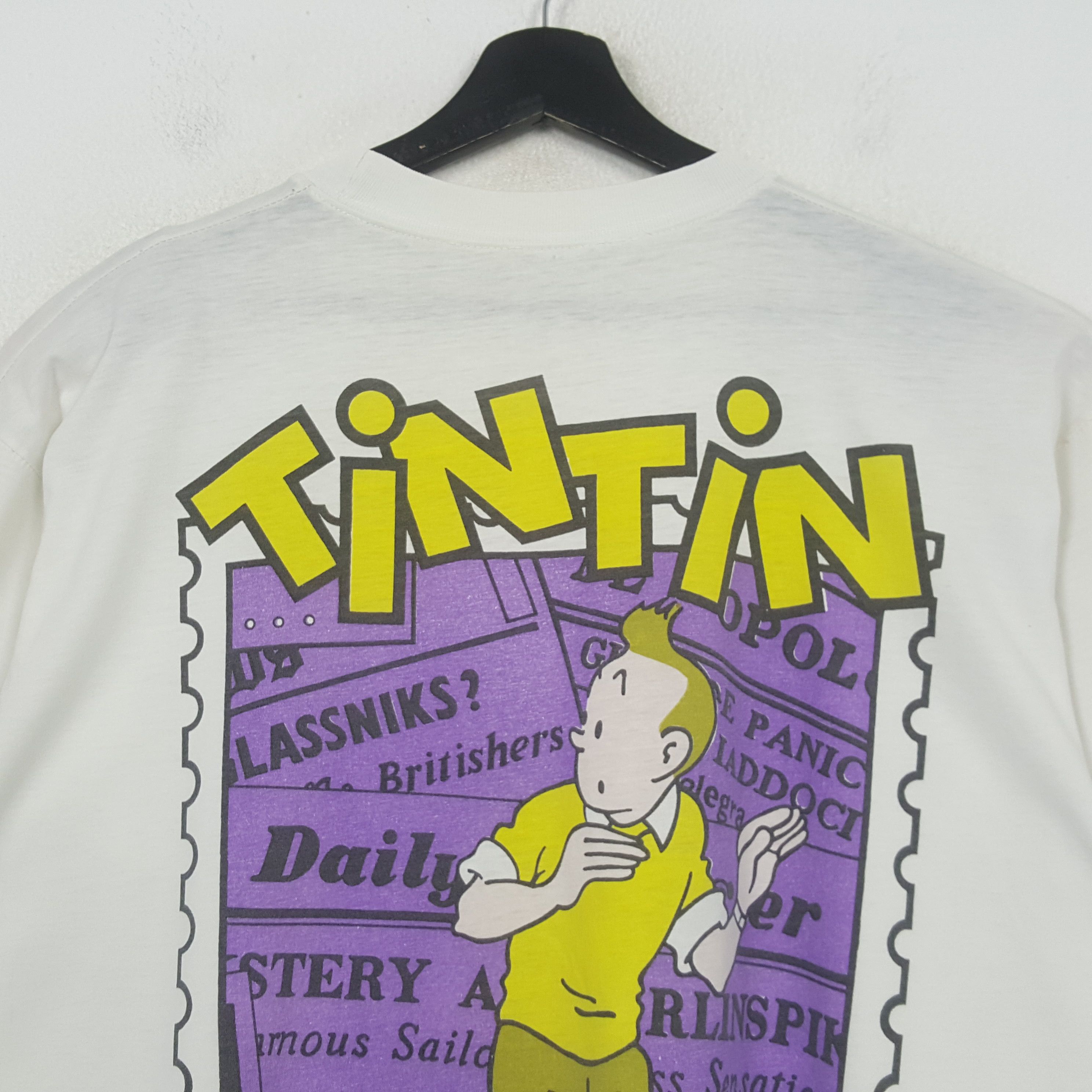 Vintage Adventure Of Tintin Cartoon Tshirt C294N75 Size US XL / EU 56 / 4 - 4 Thumbnail