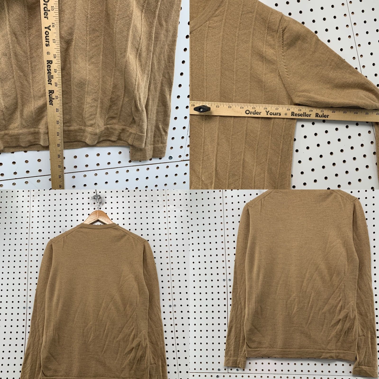 Banana Republic Banana Republic Men M Camel Tan 100% Extra Fine Merino Wool V-Neck Sweater Size US M / EU 48-50 / 2 - 8 Thumbnail