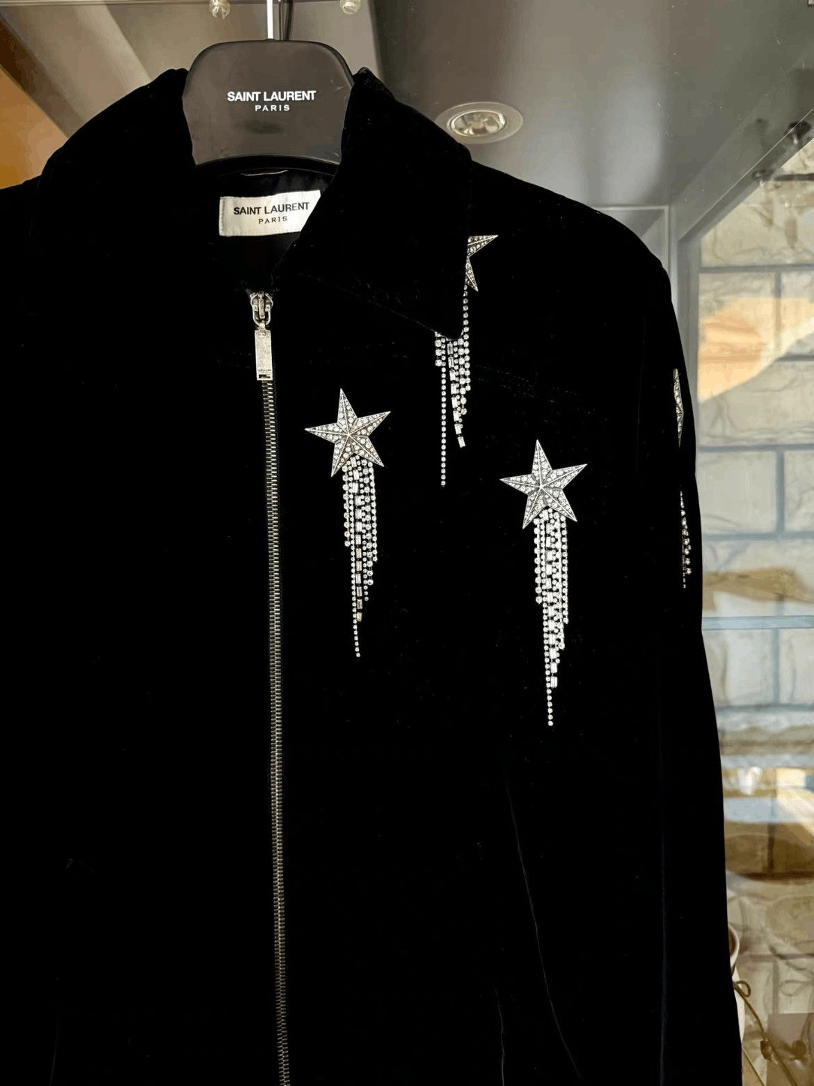 Saint Laurent Paris F38 Saint Laurent Paris 17AW Runway Velvet Crystal Jacket Size US S / EU 44-46 / 1 - 2 Thumbnail