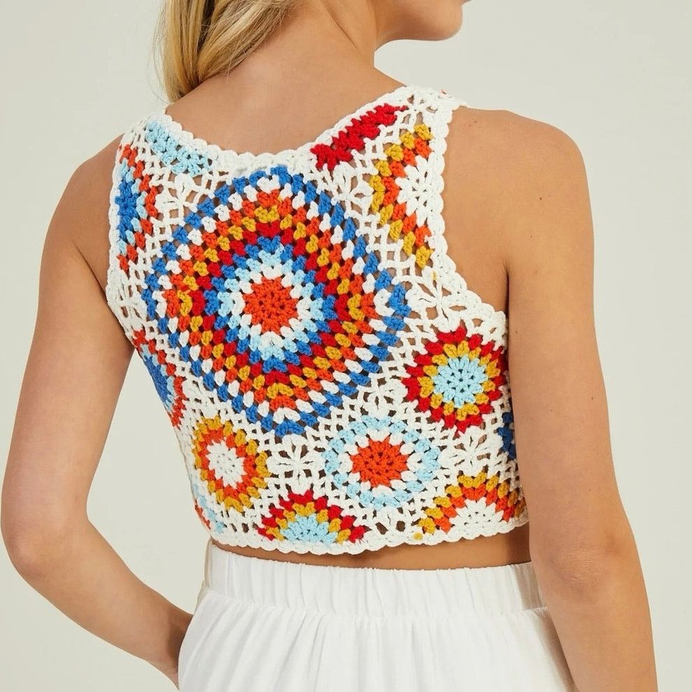 Other ALTAR’D STATE Sinead Granny Crochet Boho Grandma Crop Top Size L / US 10 / IT 46 - 3 Thumbnail