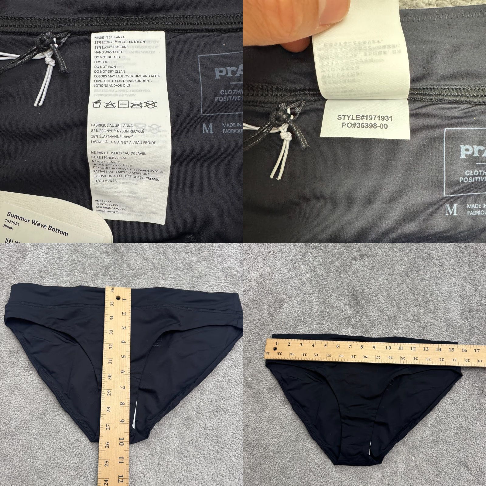 Prana VINTAGE Prana Women's Bikini Bottom Swimwear Active Beach Medium Black Nylon Spandex Size 32" / US 10 / IT 46 - 8 Thumbnail