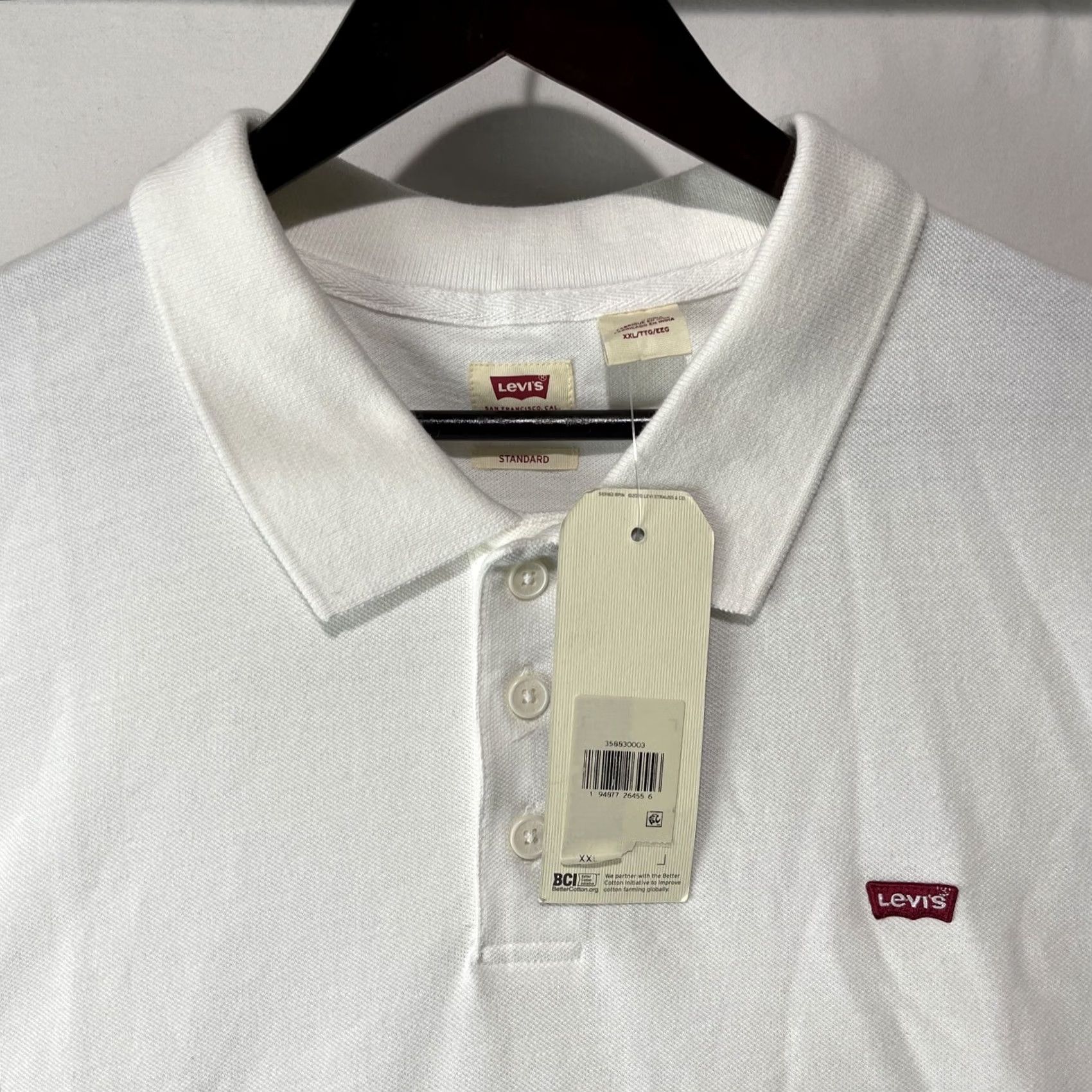 Levi's Levi's Polo Shirt Mens 2XL White Collared Button Up Short Sleeve Logo Knit Shirt Size US XXL / EU 58 / 5 - 3 Thumbnail