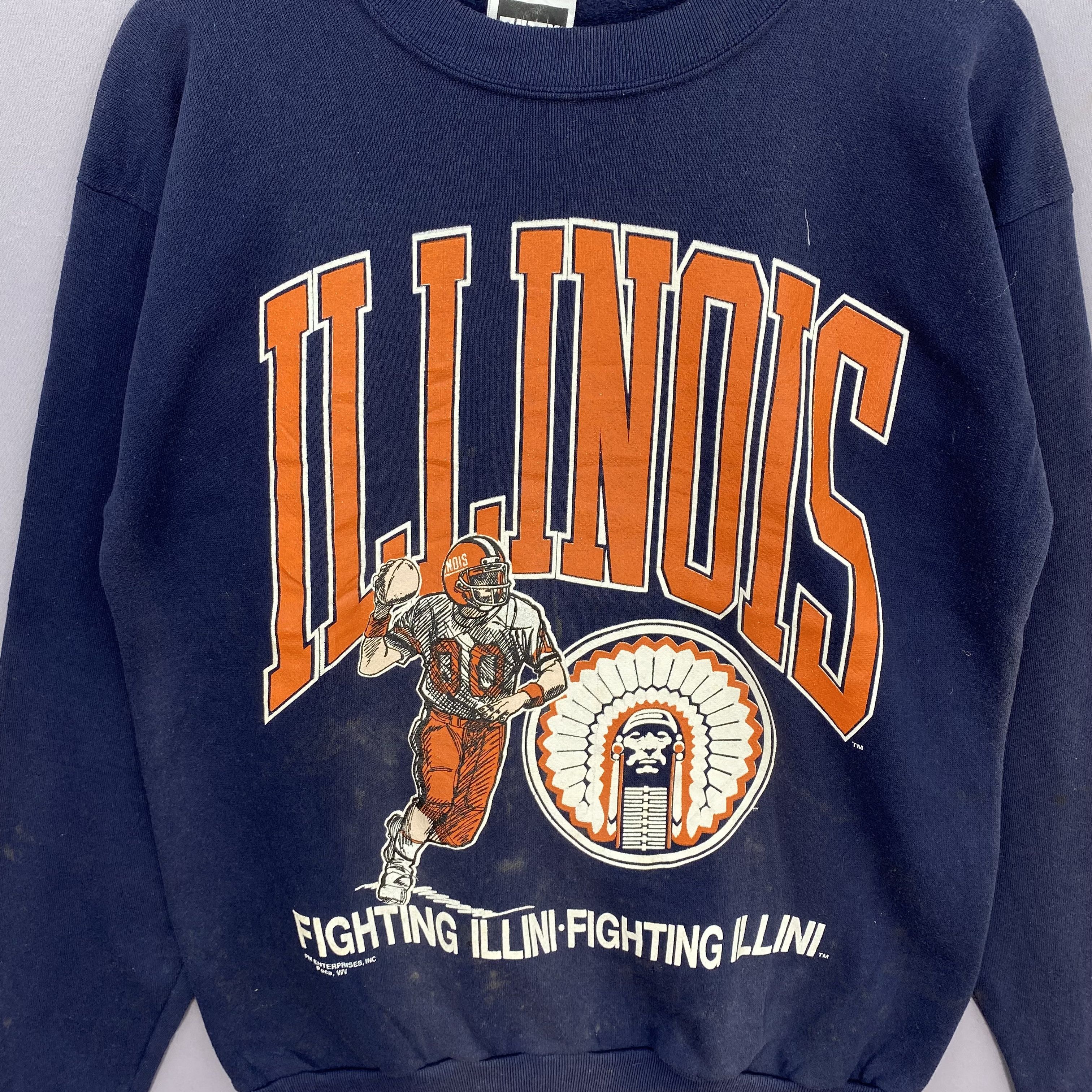 Vintage Vintage 90s NCAA Fighting Illini Sweatshirt Illinois USA Size US L / EU 52-54 / 3 - 3 Thumbnail