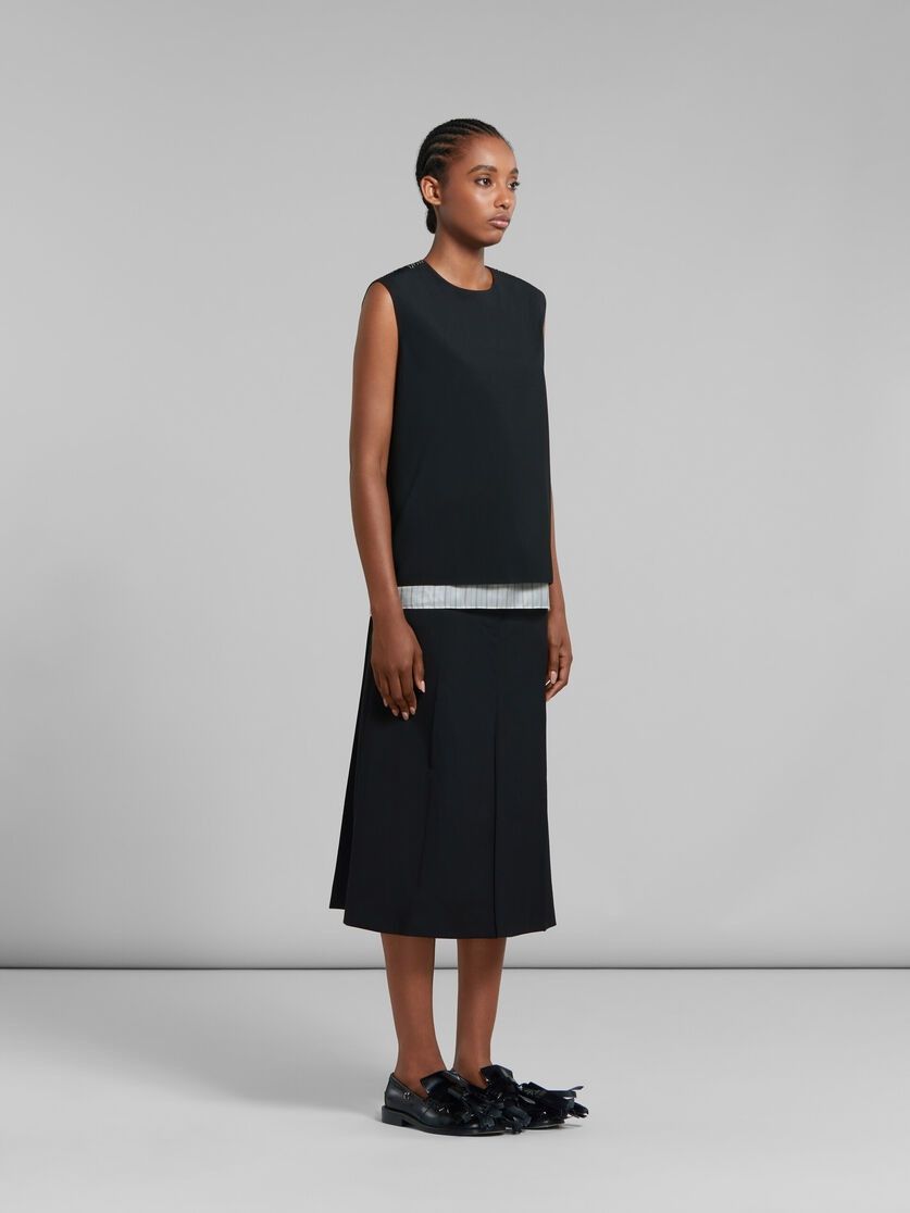 Marni o1w1db10125 Tropical Wool Midi Skirt in Black Size 26" / US 2 / IT 38 - 4 Thumbnail