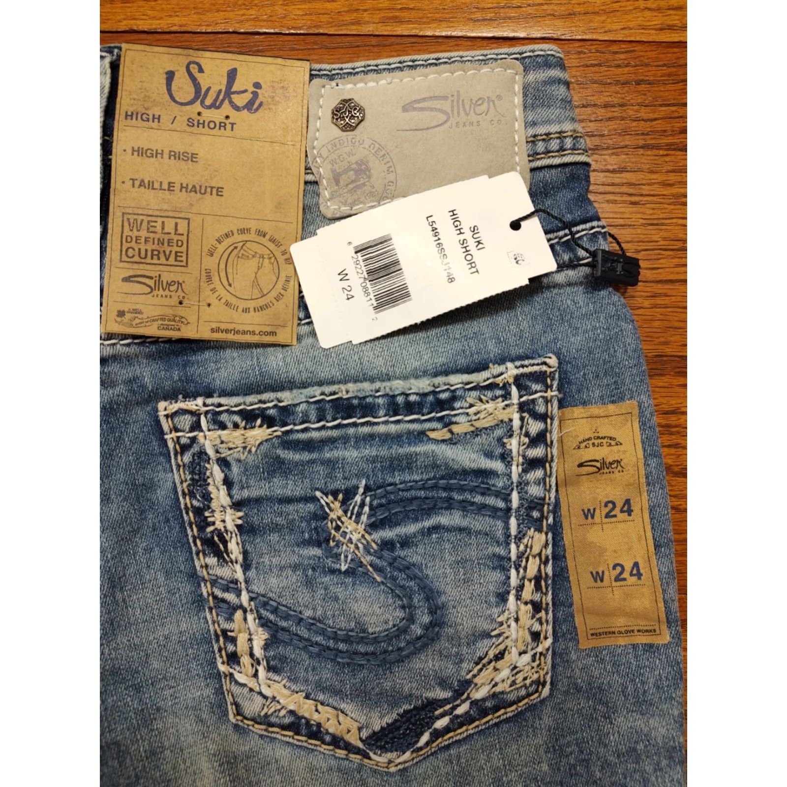 Silver Jeans Co. Silver Jeans Suki High Rise Denim Shorts Womens 24 Inseam 3 in 5-Pocket Stretch NWT Blue Size 42" / US 20 - 3 Thumbnail